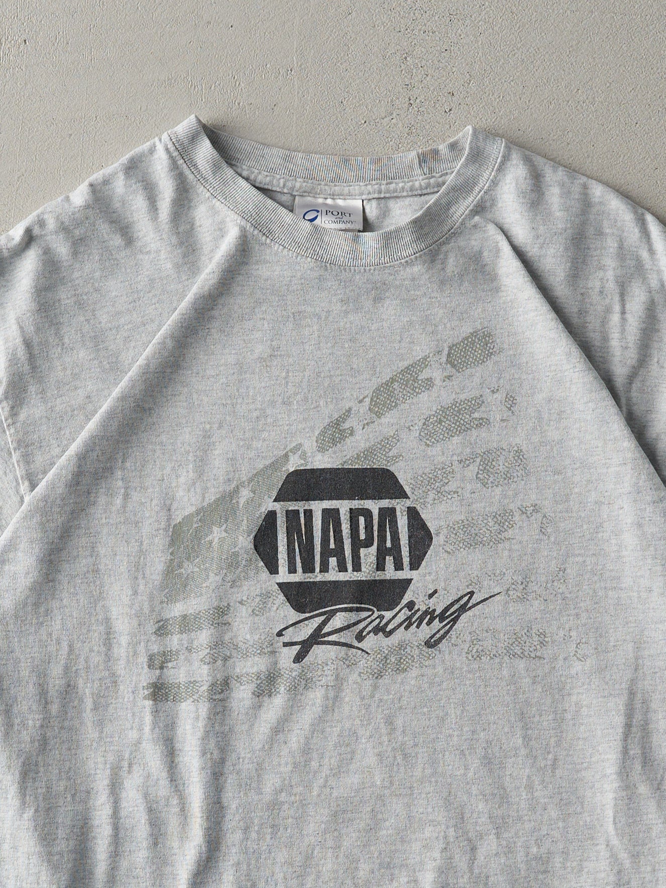 Vintage Y2K Grey Napa Racing Tee (S/M)