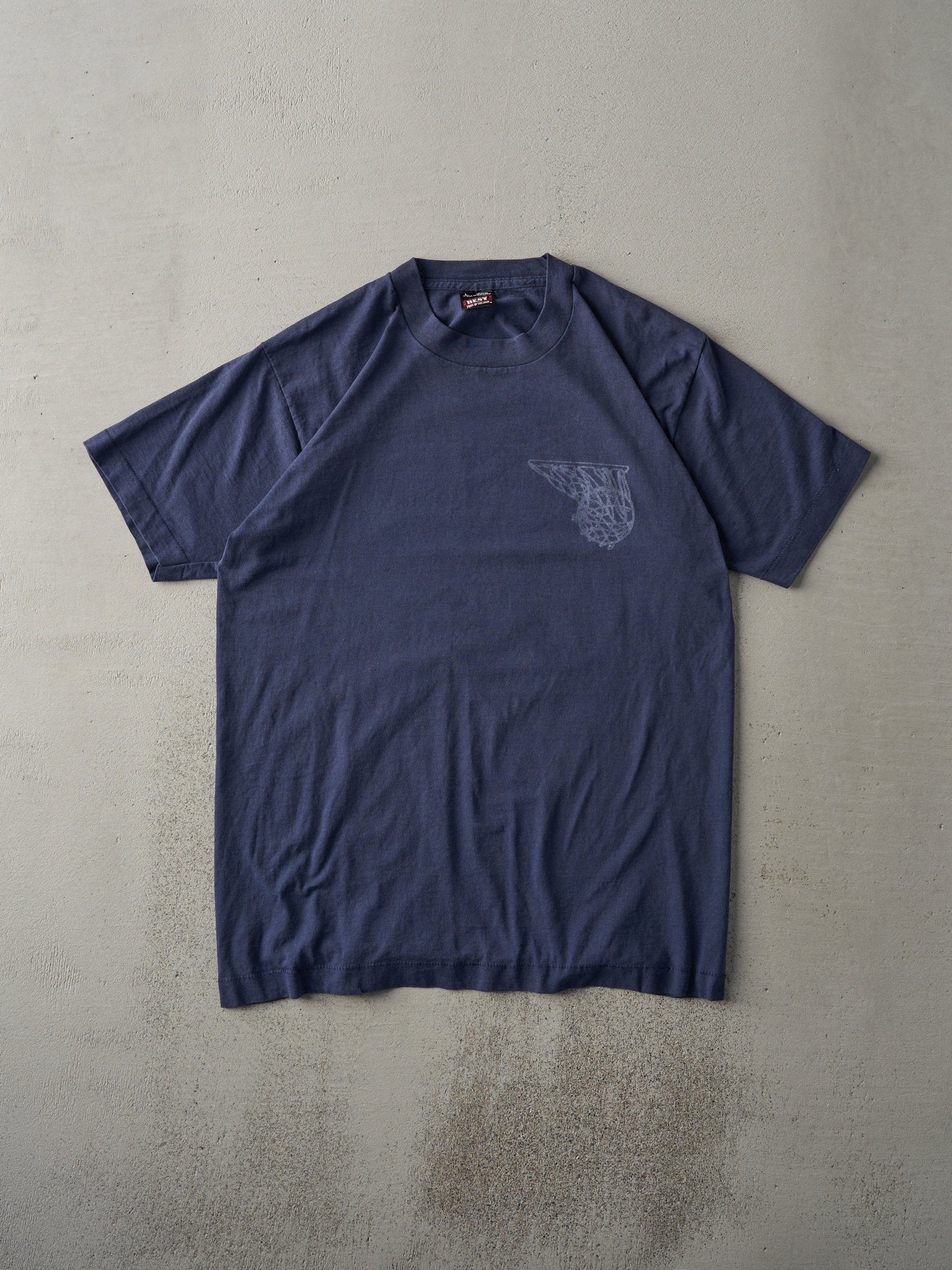 Vintage 90s Navy Boone Basketball "Nothing But Net" Single Stitch Tee (M)