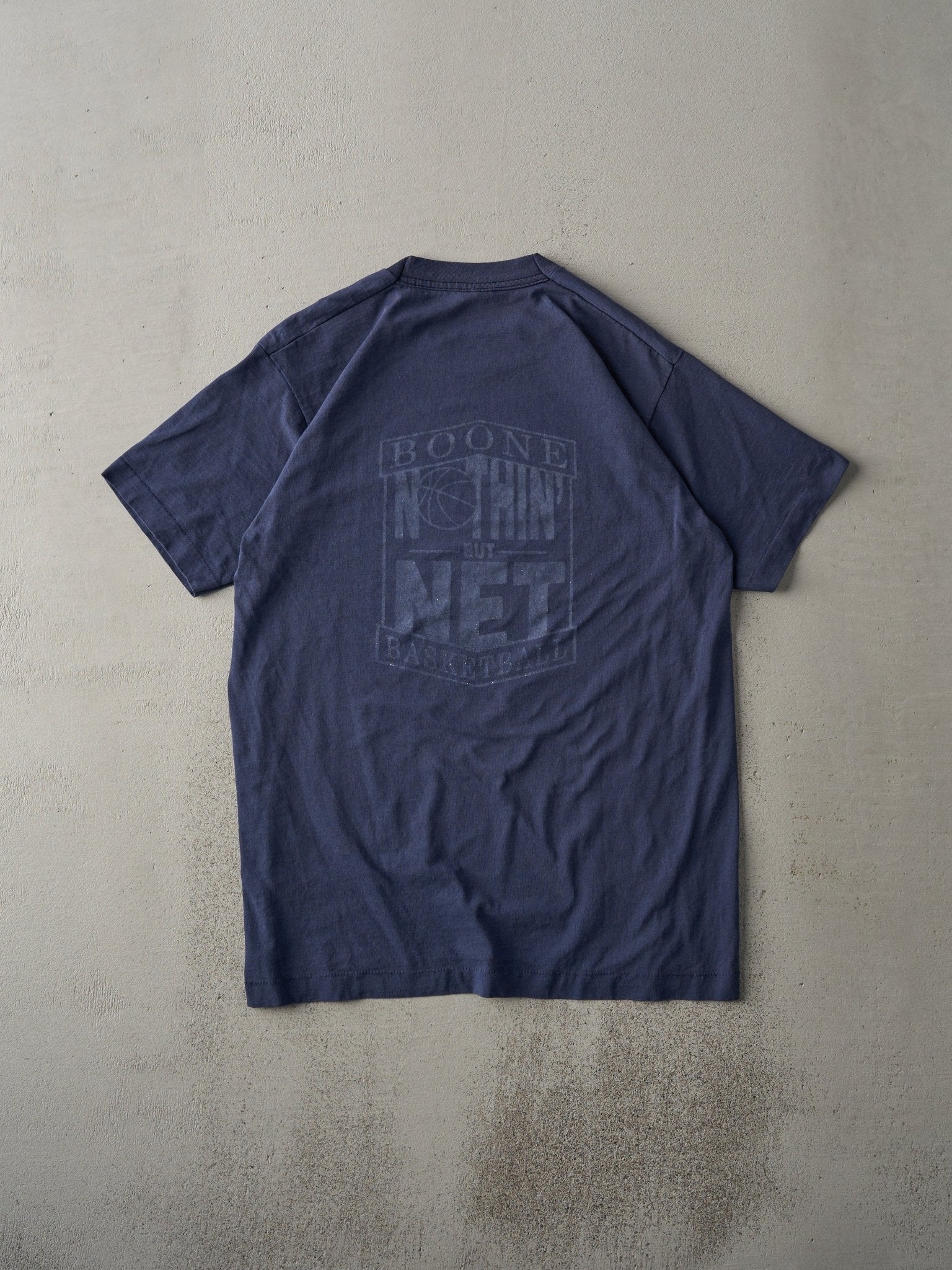 Vintage 90s Navy Boone Basketball "Nothing But Net" Single Stitch Tee (M)