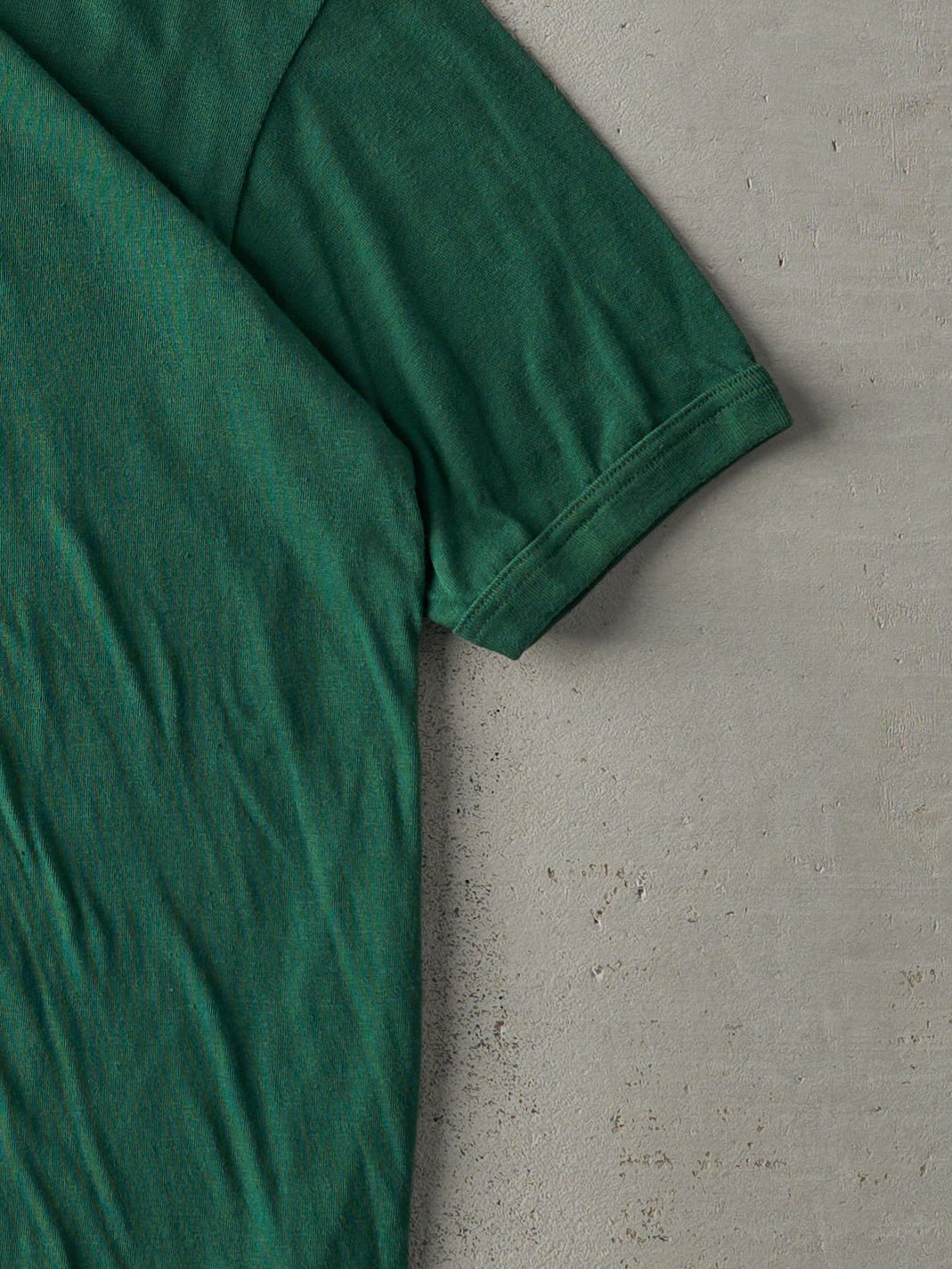 Vintage 80s Forest Green Blank Ringer Tee (S)