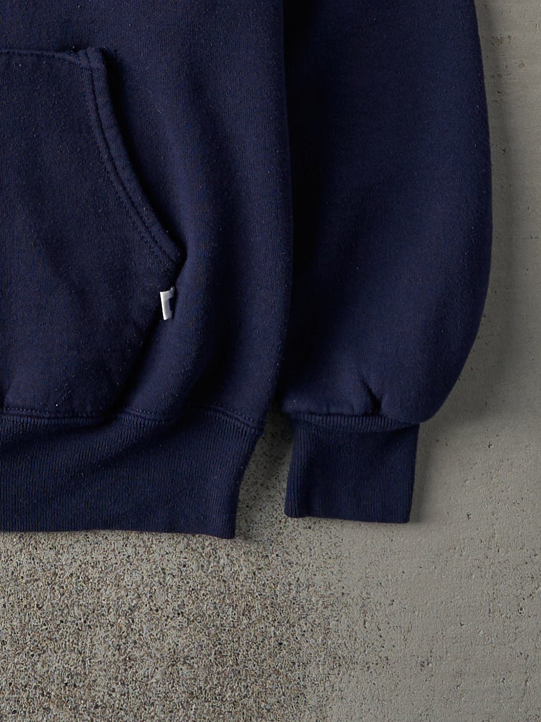 Vintage 90s Navy Blue Blank Russell Athletics Hoodie (M)