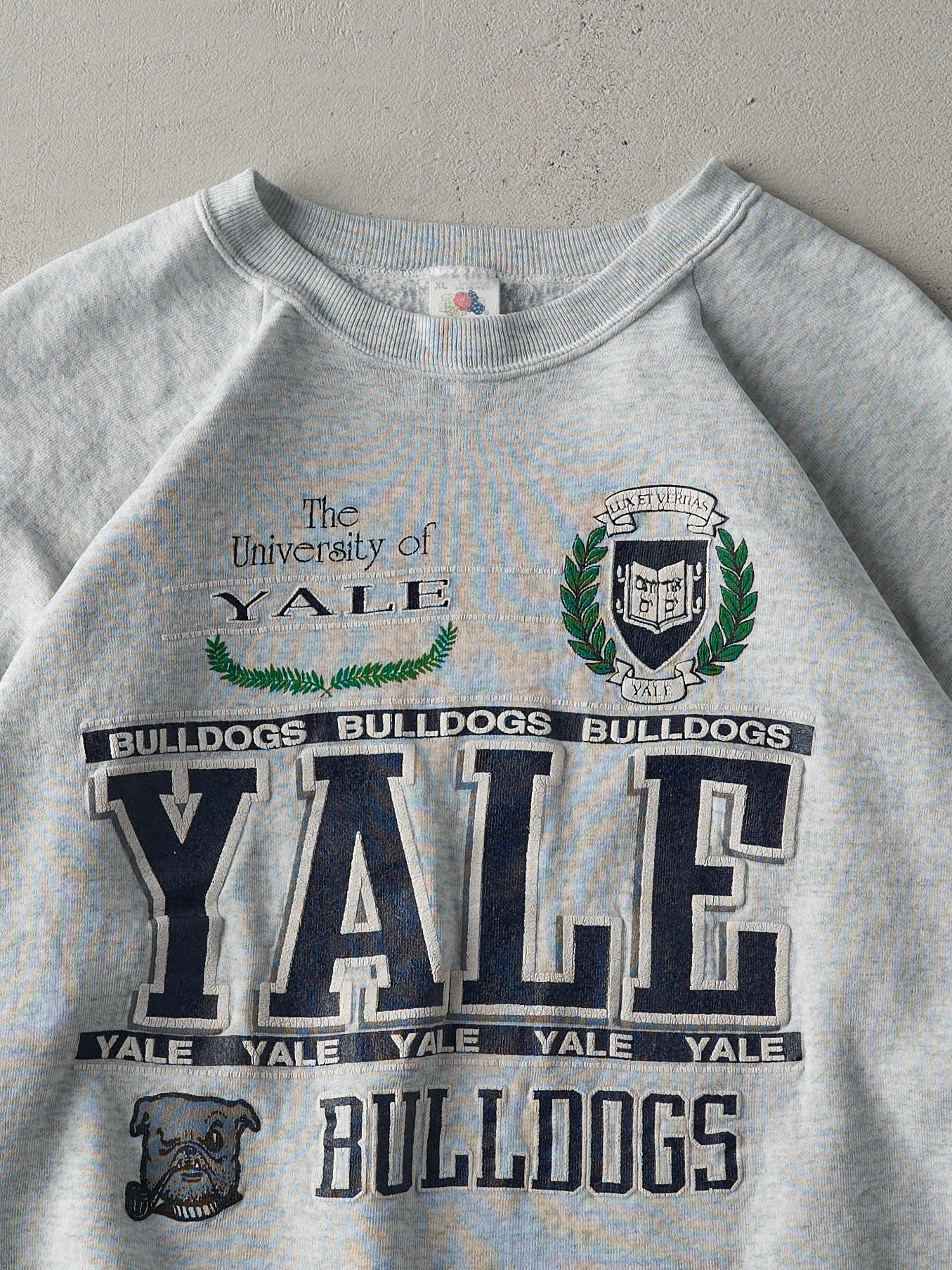 Vintage 80s Heather Grey Yale Cropped Crewneck (M)