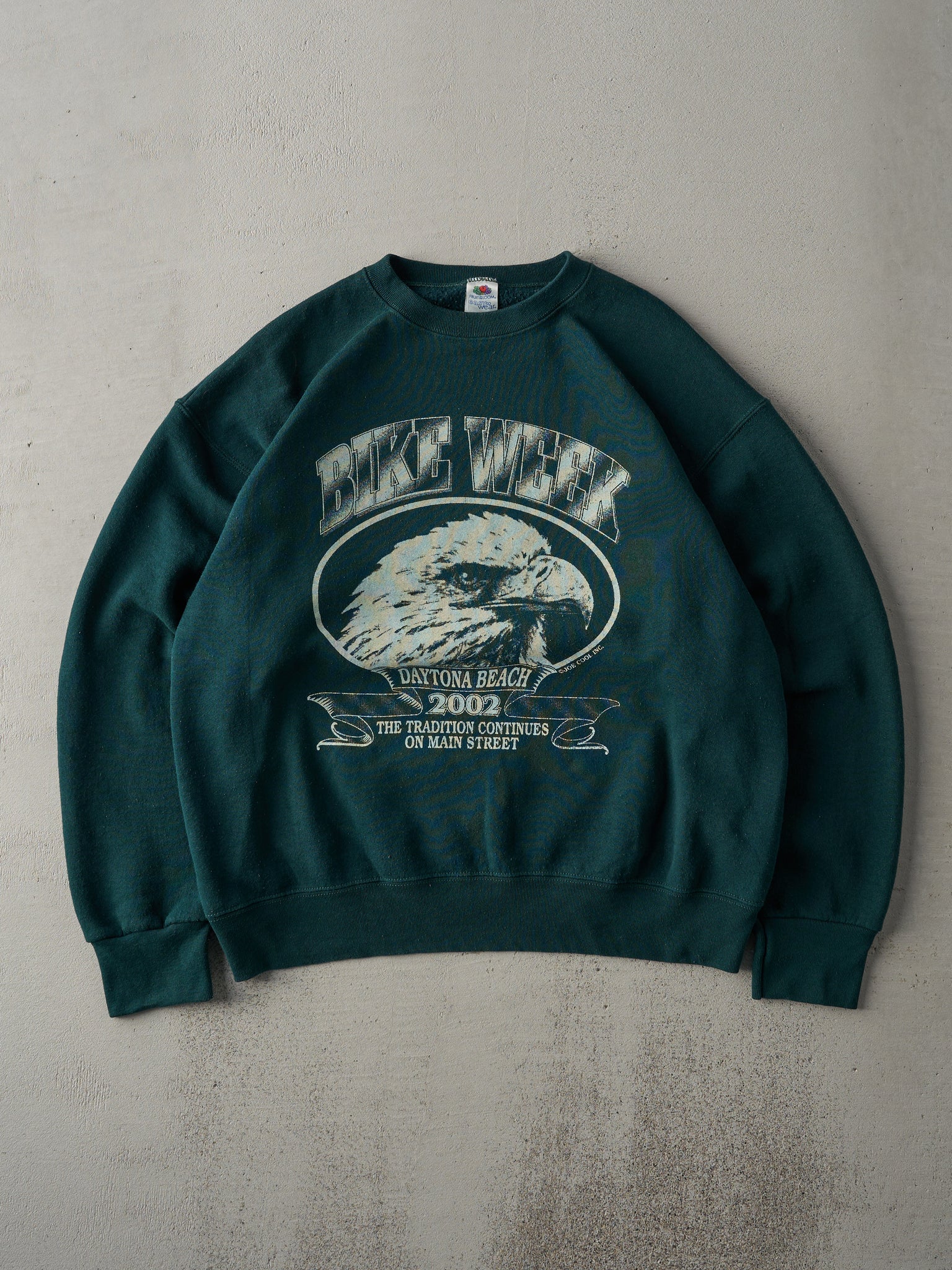 Vintage 02' Forest Green Bike Week Boxy Crewneck (L)