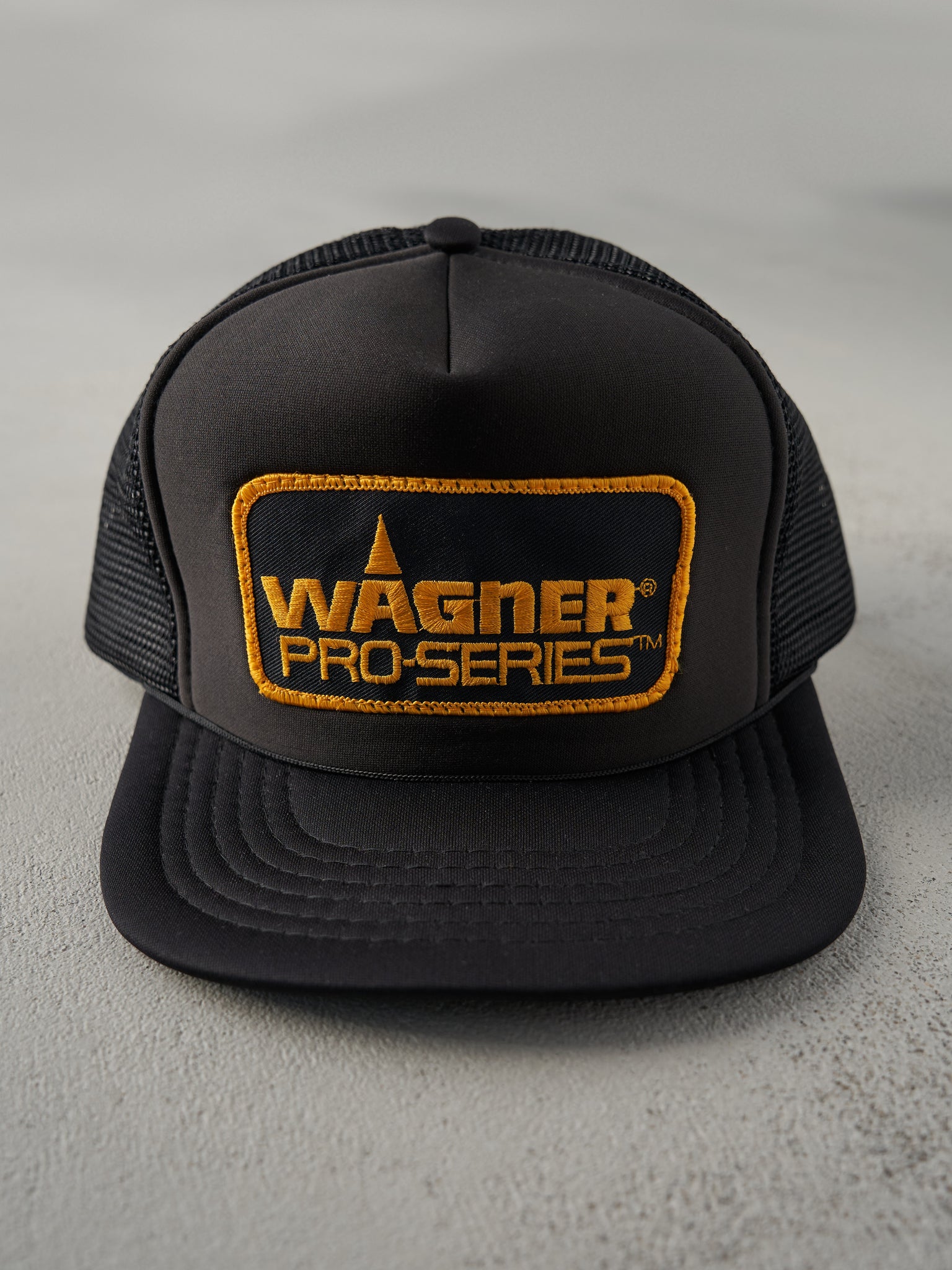 Vintage 90s Black Wagner Pro-Series Embroidered Foam Trucker Hat