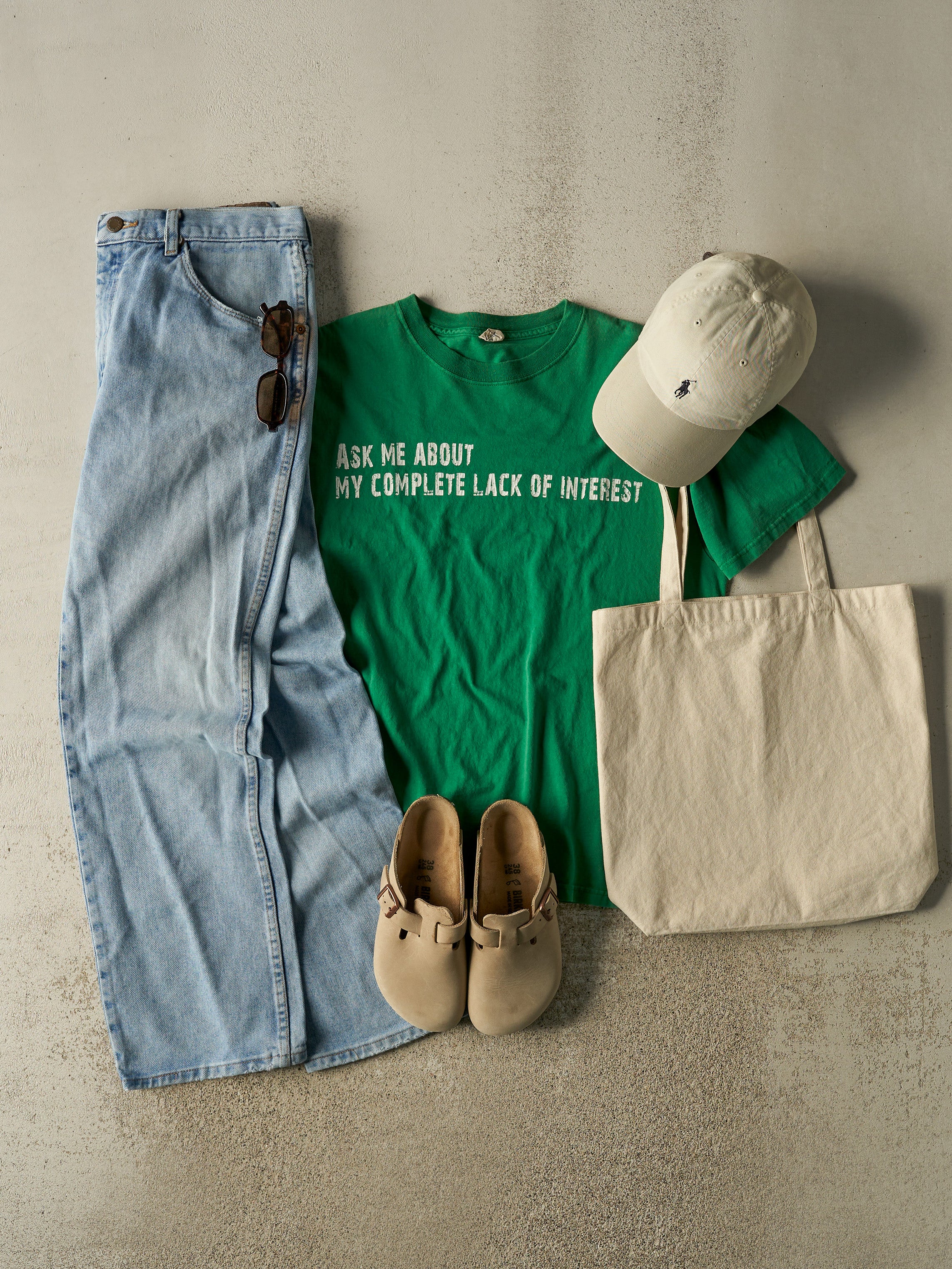 Vintage 90s Green "Complete Lack Of Interest" Tee (M/L)