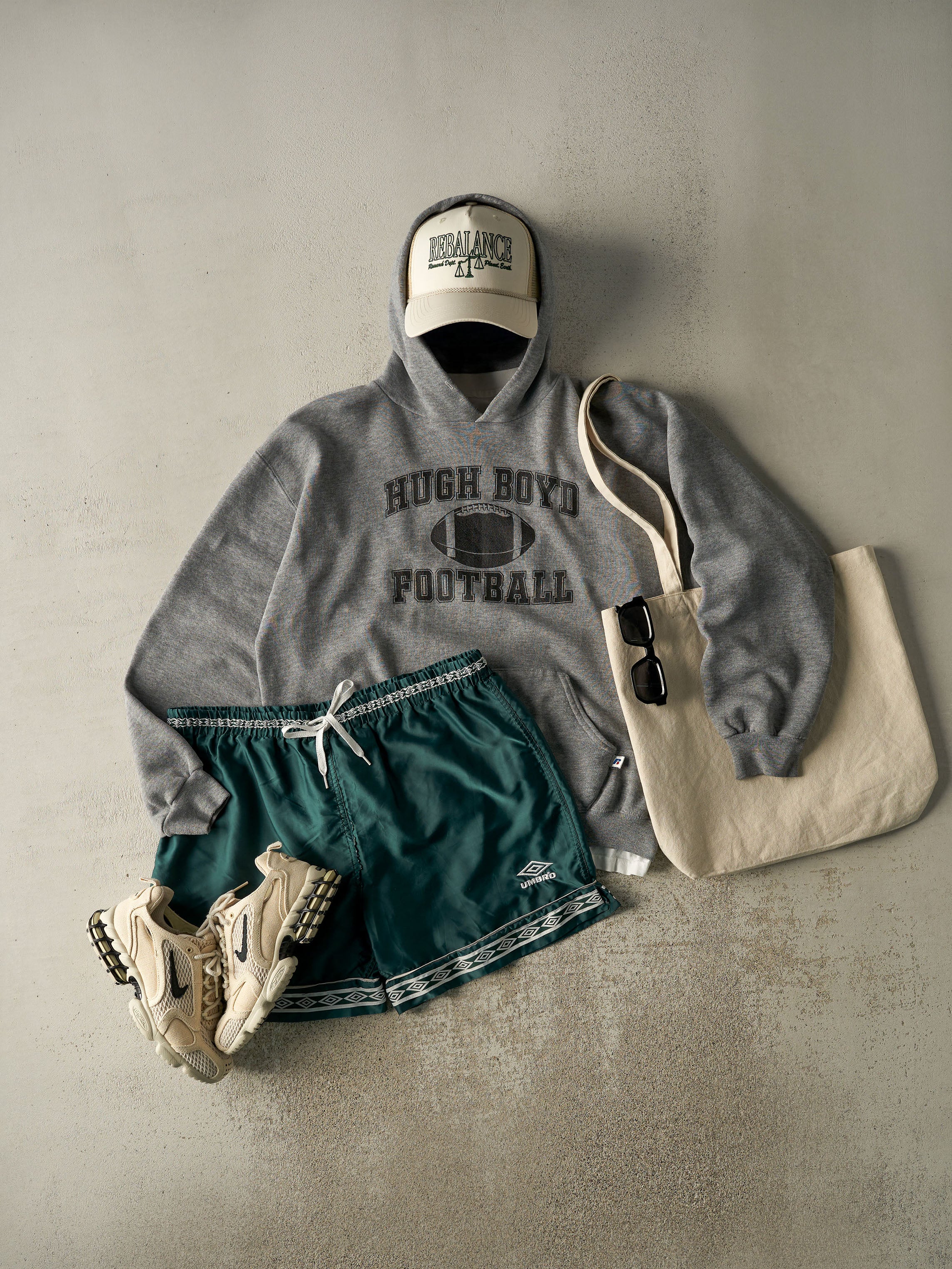 Vintage Y2K Grey Hugh Boyd Football Russell Athletic Hoodie (M/L)