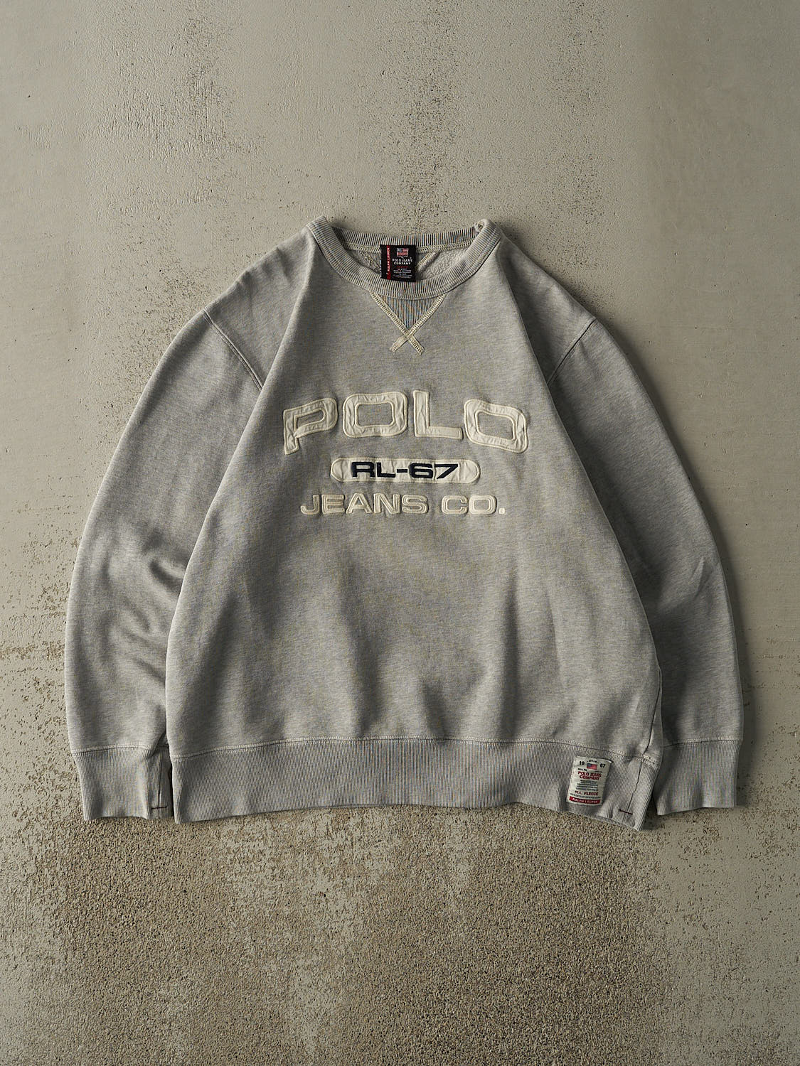 Vintage Y2K Grey Polo Jeans Co Embroidered Crewneck (M)