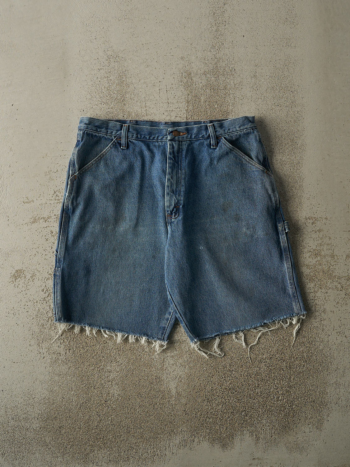 Vintage 90s Mid Wash Rustler Carpenter Cut Off Jean Shorts (35x10)