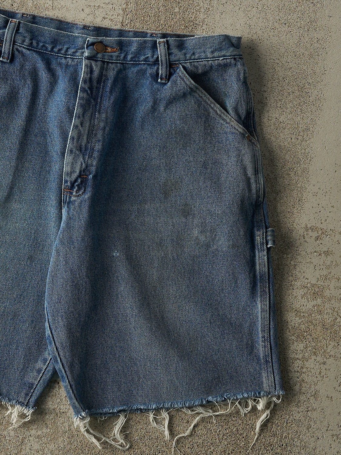 Vintage 90s Mid Wash Rustler Carpenter Cut Off Jean Shorts (35x10)