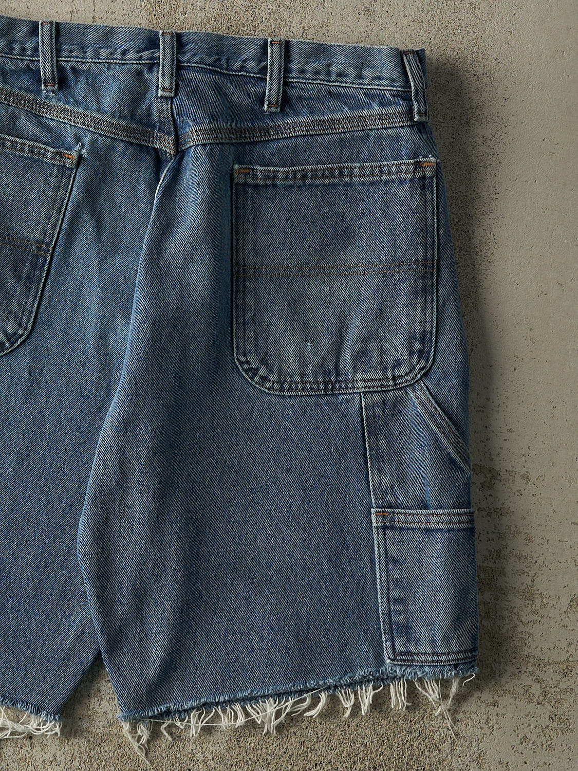 Vintage 90s Mid Wash Rustler Carpenter Cut Off Jean Shorts (35x10)