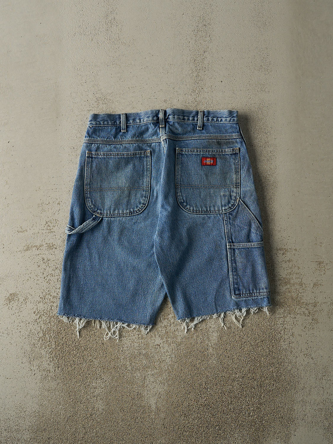 Vintage 90s Mid Wash Dickies Carpenter Cut Off Jean Shorts (32x11)