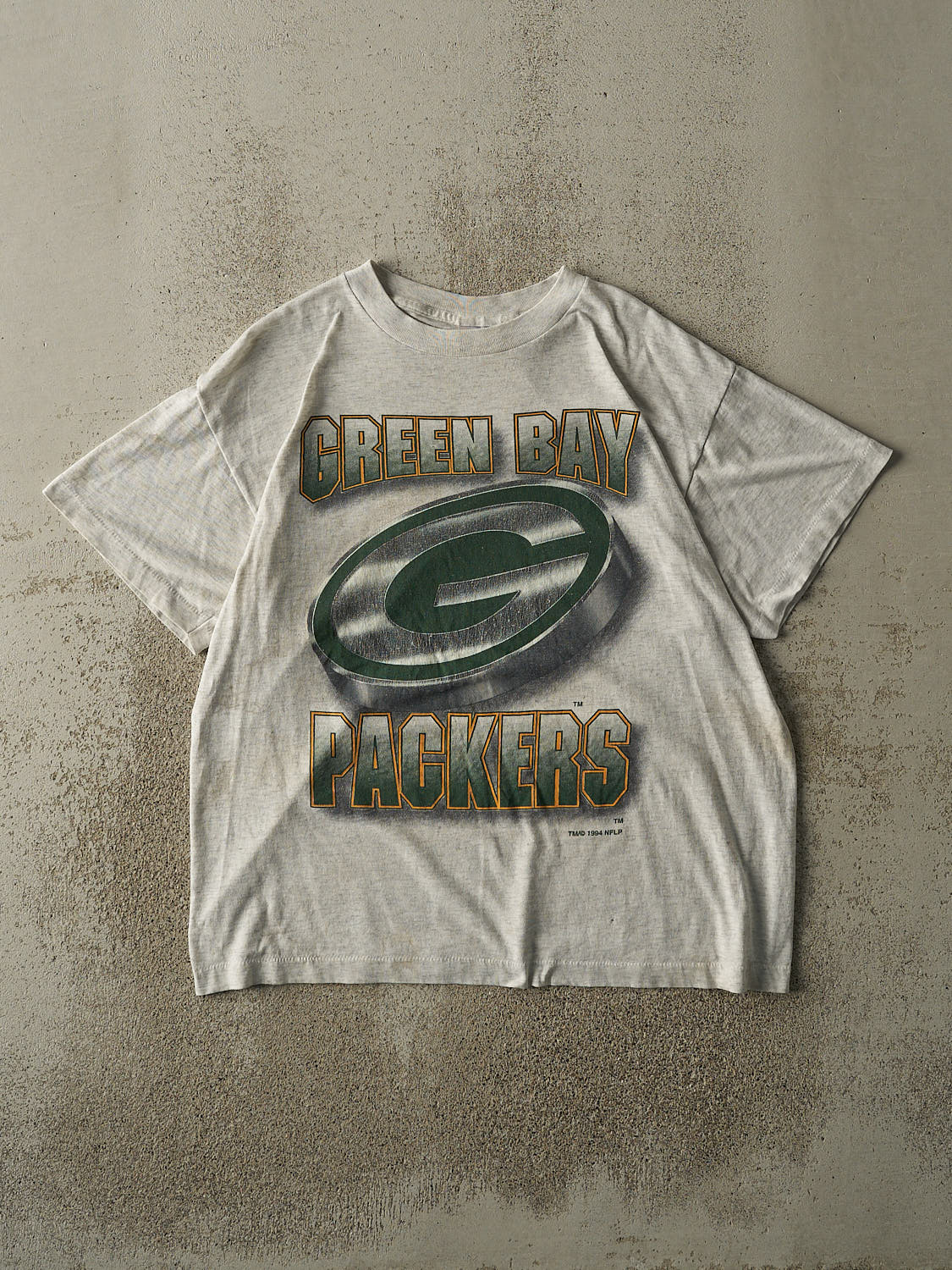 Vintage 94' Heather Grey Green Bay Packers Single Stitch Tee (M/L)
