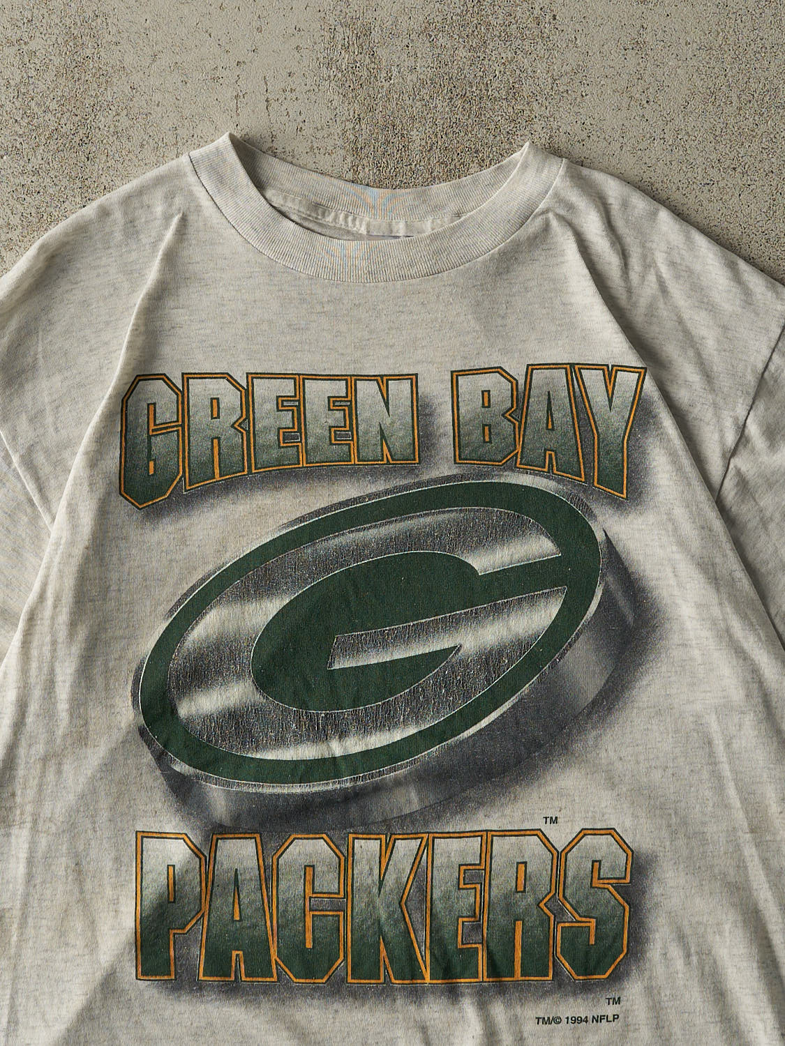 Vintage 94' Heather Grey Green Bay Packers Single Stitch Tee (M/L)