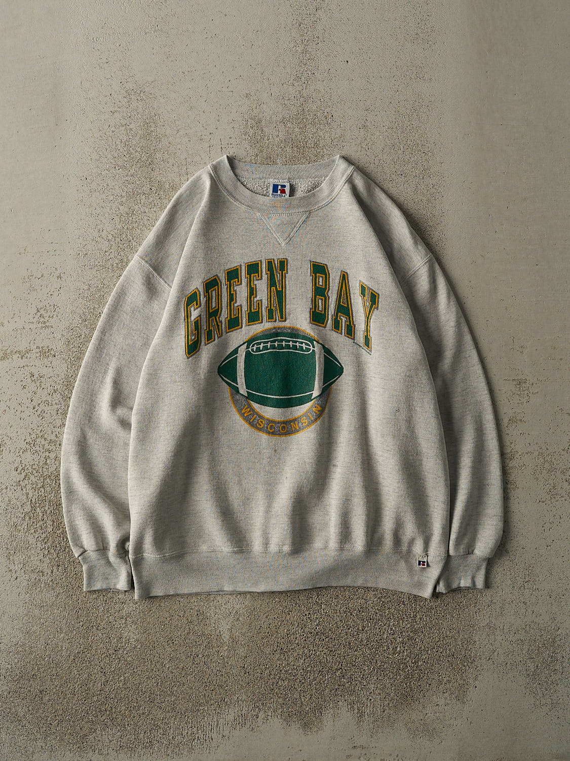 Vintage 90s Heather Grey Green Bay Packers Russell Athletic Crewneck (L)