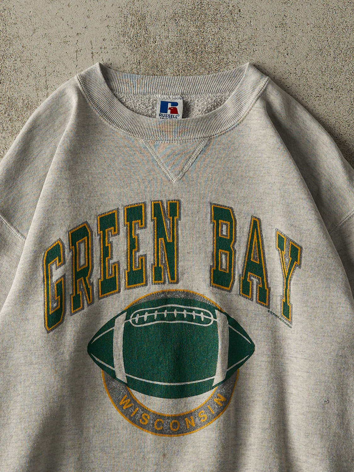 Vintage 90s Heather Grey Green Bay Packers Russell Athletic Crewneck (L)