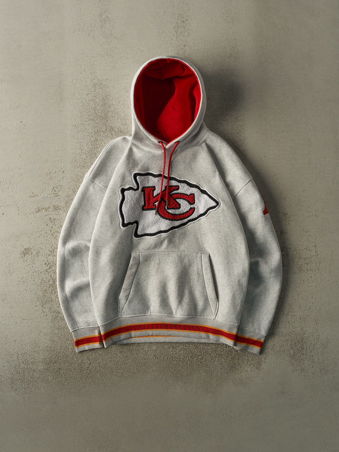 Vintage Y2K Heather Grey Kansas City Chiefs Chenille Embroidered Hoodie (XL)