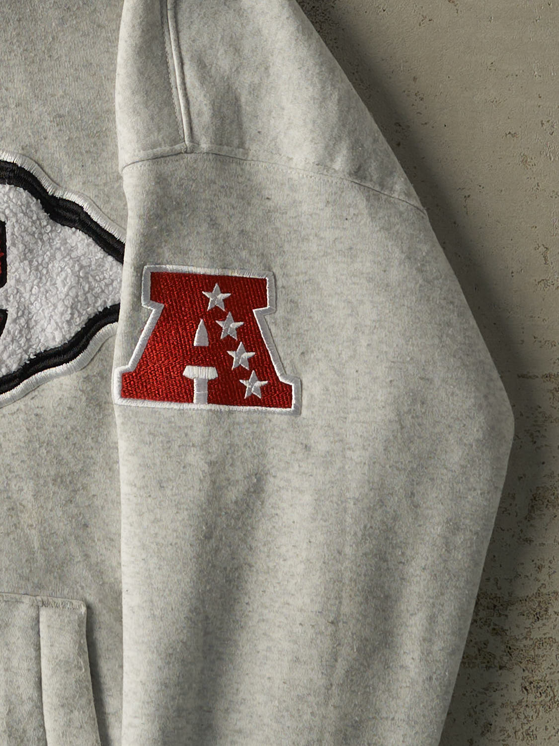 Vintage Y2K Heather Grey Kansas City Chiefs Chenille Embroidered Hoodie (XL)