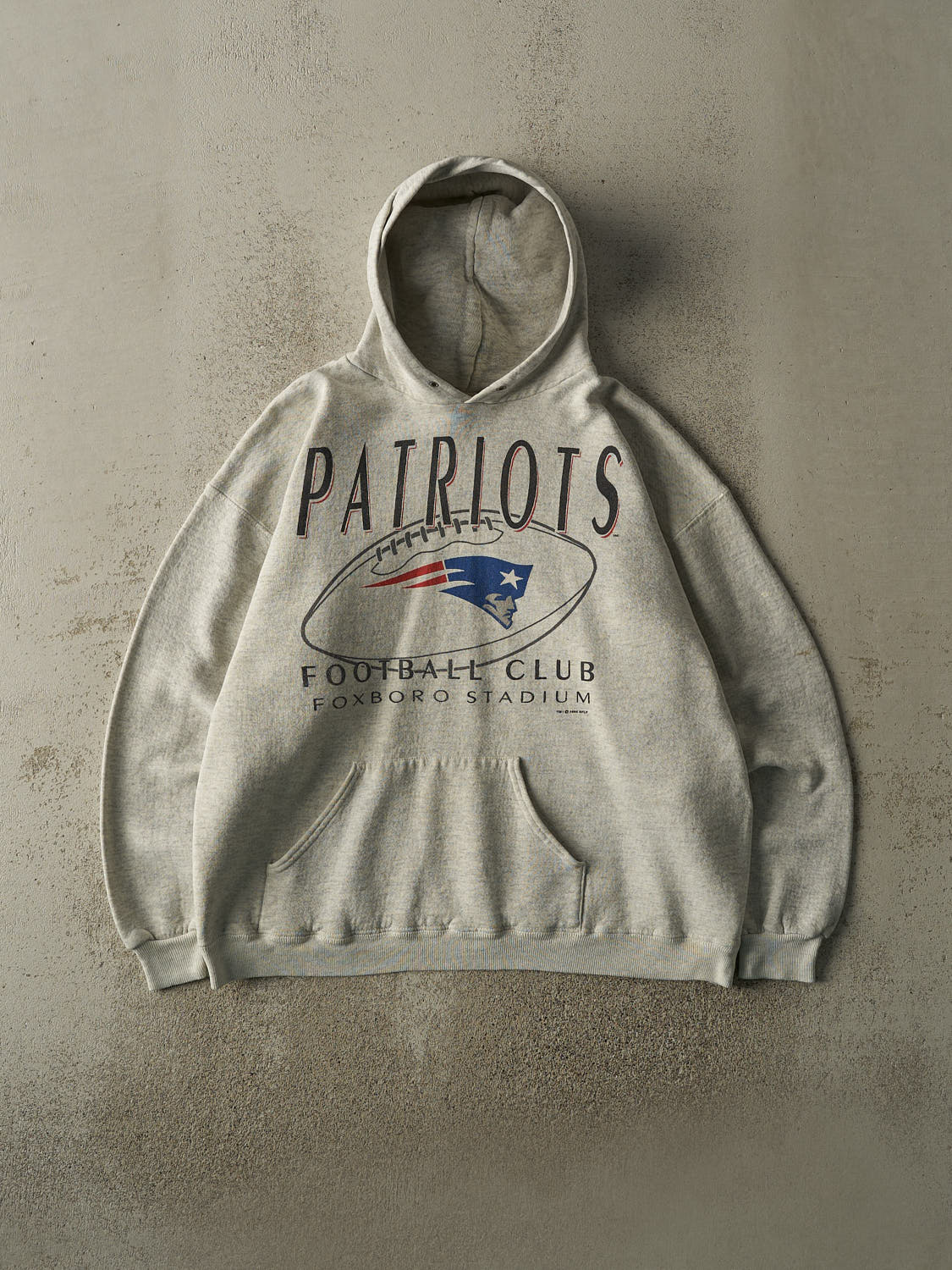 Vintage 94' Heather Grey New England Patriots Hoodie (M/L)