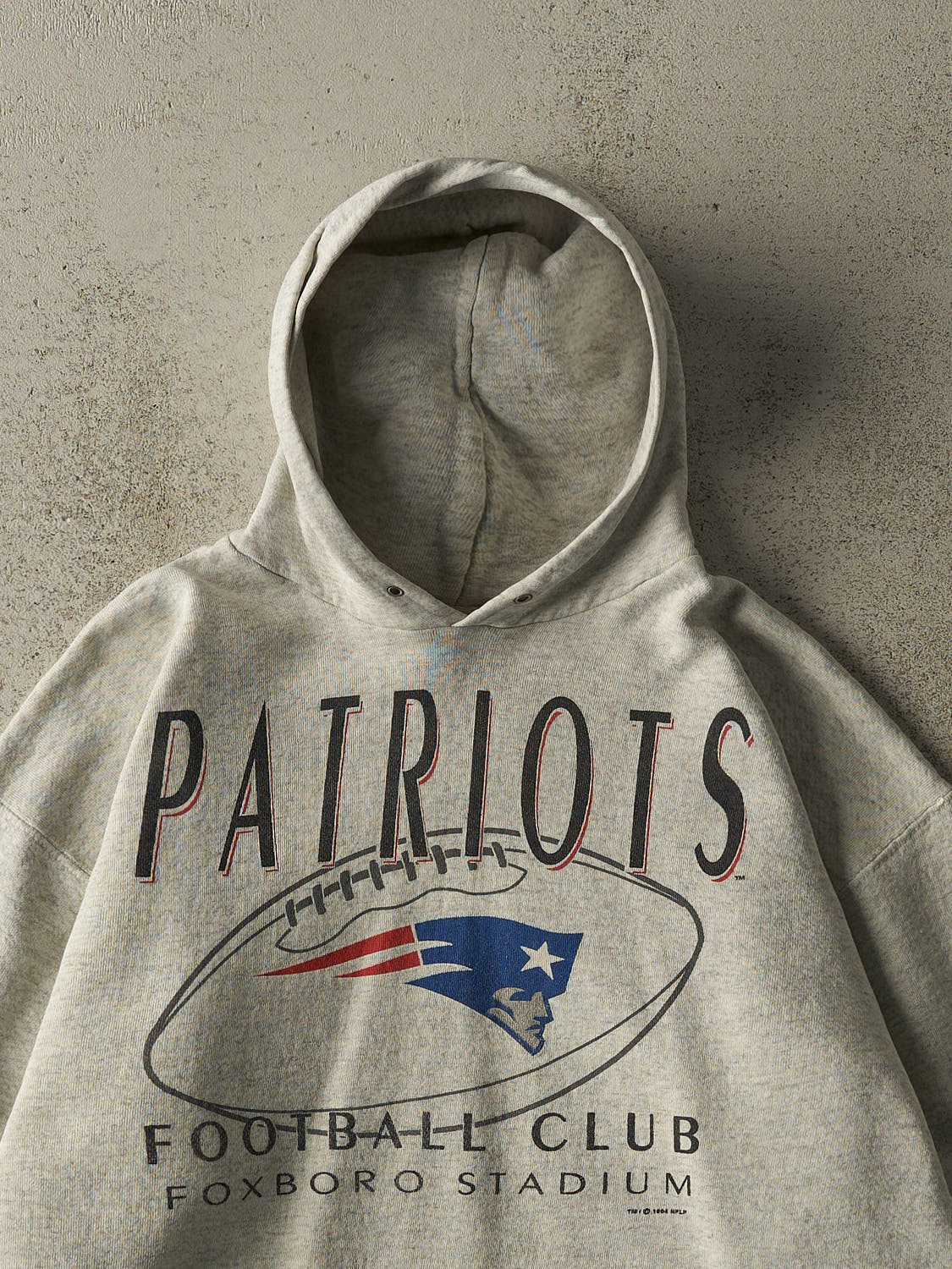 Vintage 94' Heather Grey New England Patriots Hoodie (M/L)