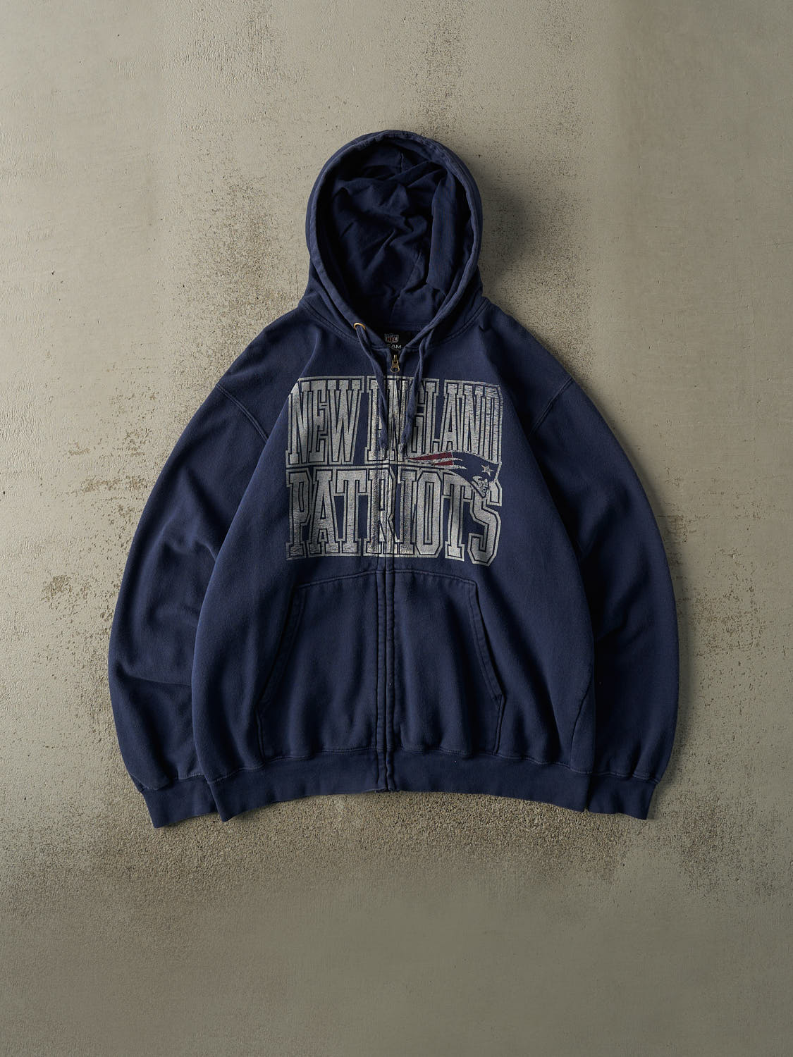 Vintage Y2K Navy Blue New England Patriots Zip Up Hoodie (L/XL)