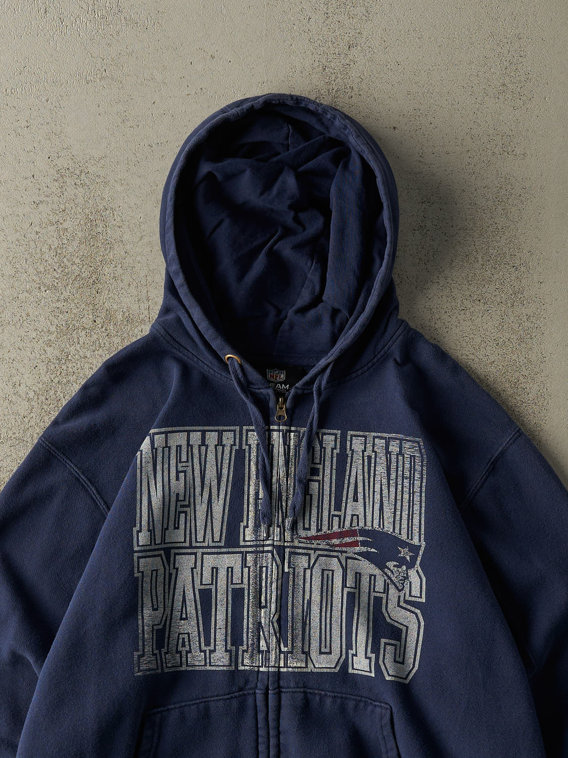 Vintage Y2K Navy Blue New England Patriots Zip Up Hoodie (L/XL)