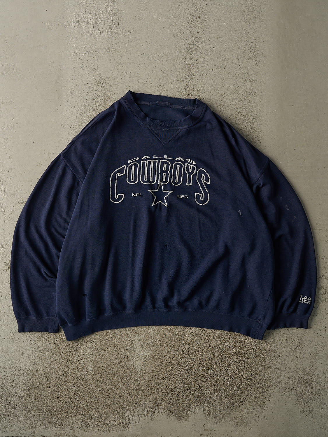 Vintage 90s Navy Blue Dallas Cowboys Embroidered Boxy Crewneck (XL/XXL)