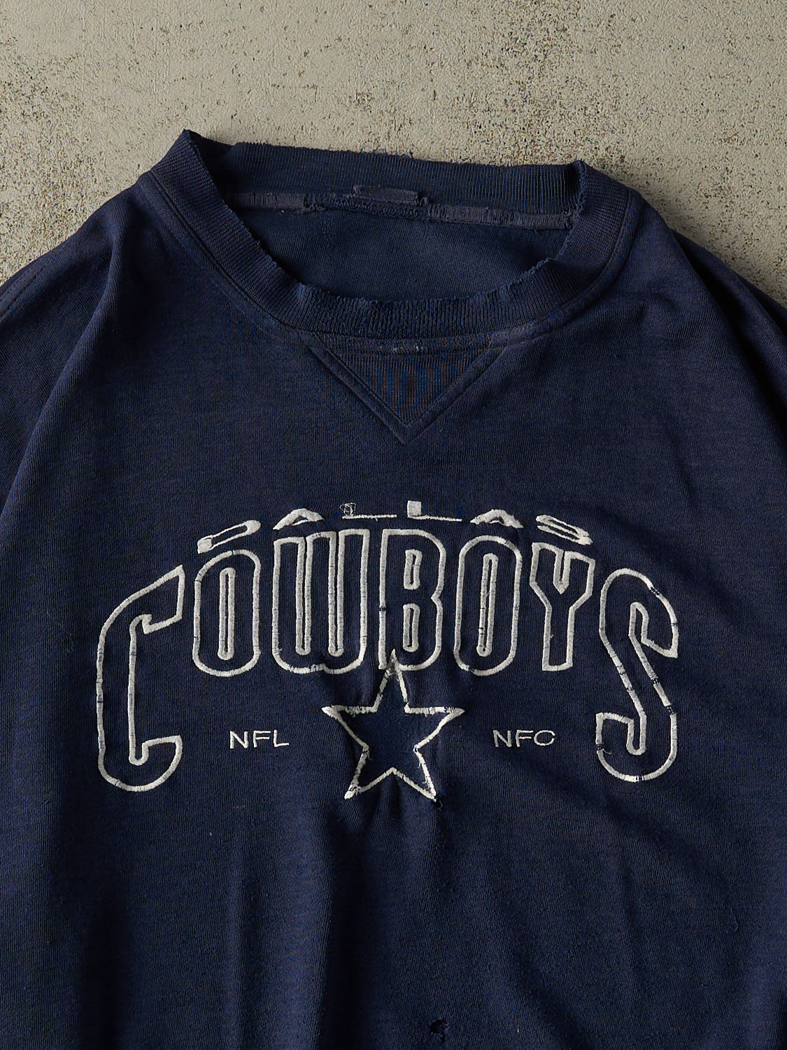 Vintage 90s Navy Blue Dallas Cowboys Embroidered Boxy Crewneck (XL/XXL)
