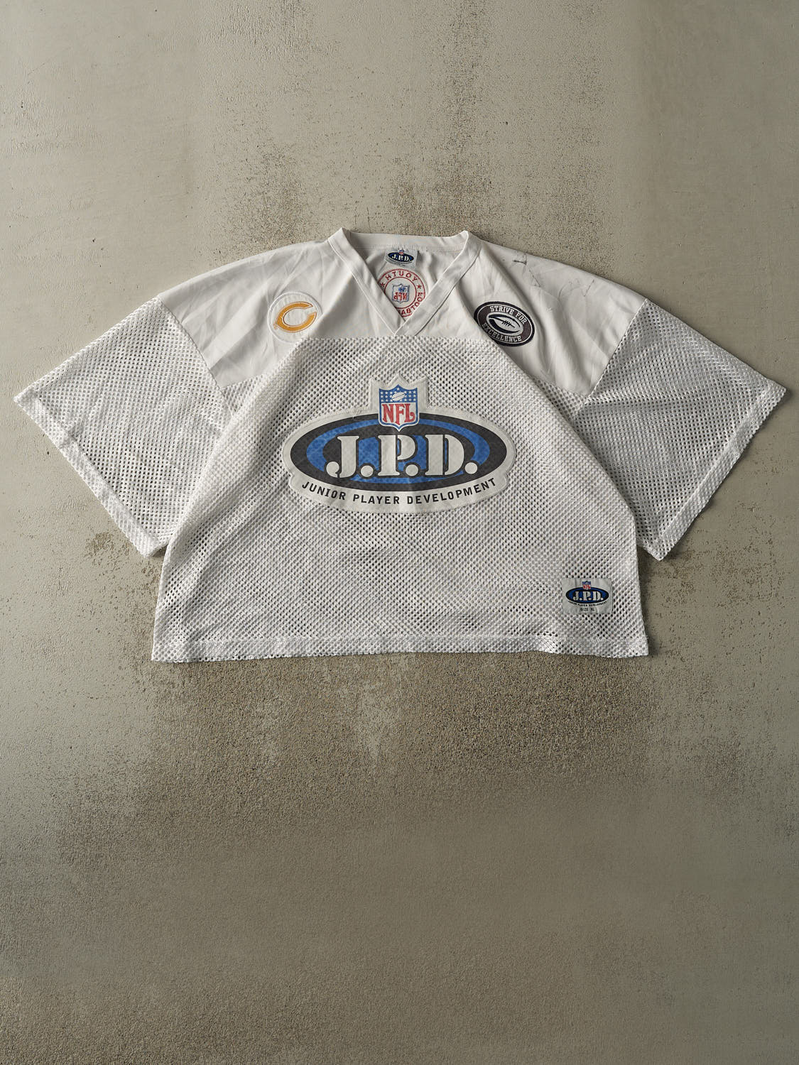 Vintage Y2K White Chicago Bears JPD Cropped Boxy Mesh Jersey (L/XL)
