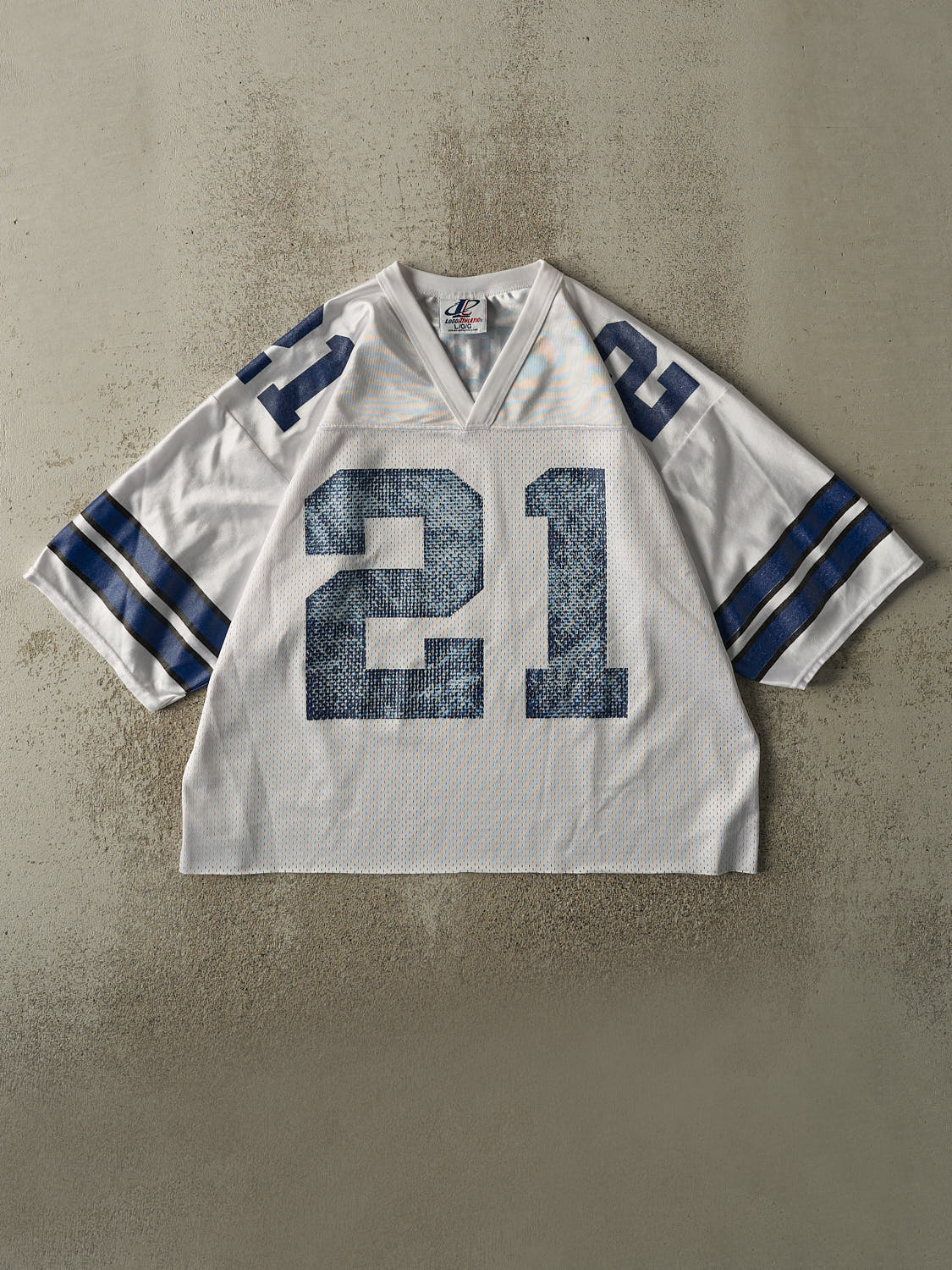 Vintage 90s White Dallas Cowboys Deon Sanders #21 Cropped Boxy Jersey (M/L)