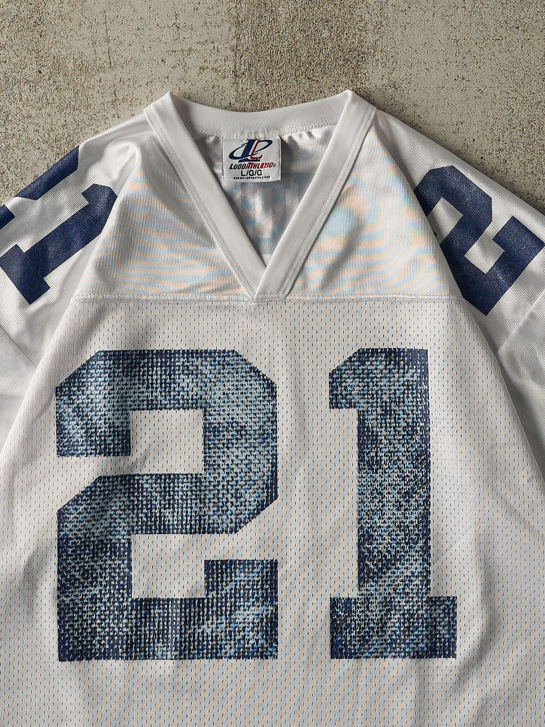 Vintage 90s White Dallas Cowboys Deon Sanders #21 Cropped Boxy Jersey (M/L)