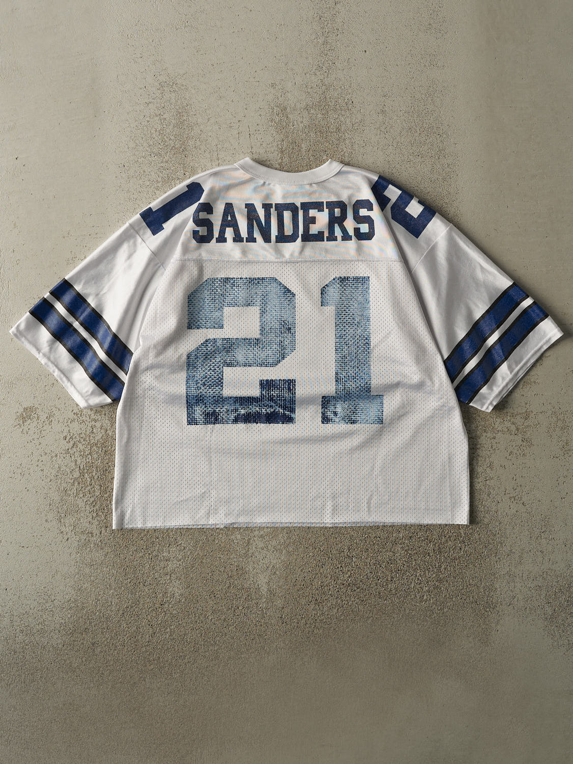 Vintage 90s White Dallas Cowboys Deon Sanders #21 Cropped Boxy Jersey (M/L)