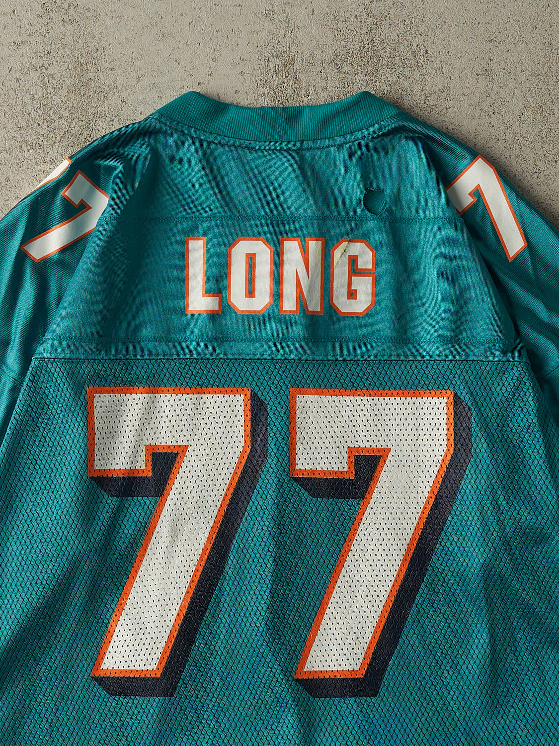 Vintage Y2K Teal Miami Dolphins Jake Long #77 Cropped Jersey (XL)