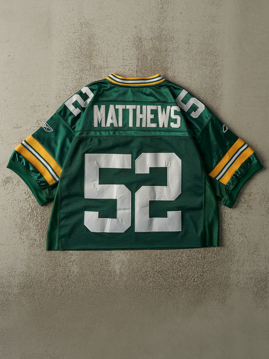 Vintage Y2K Green Green Bay Packers Clay Matthews #52 Cropped Boxy Jersey (M)