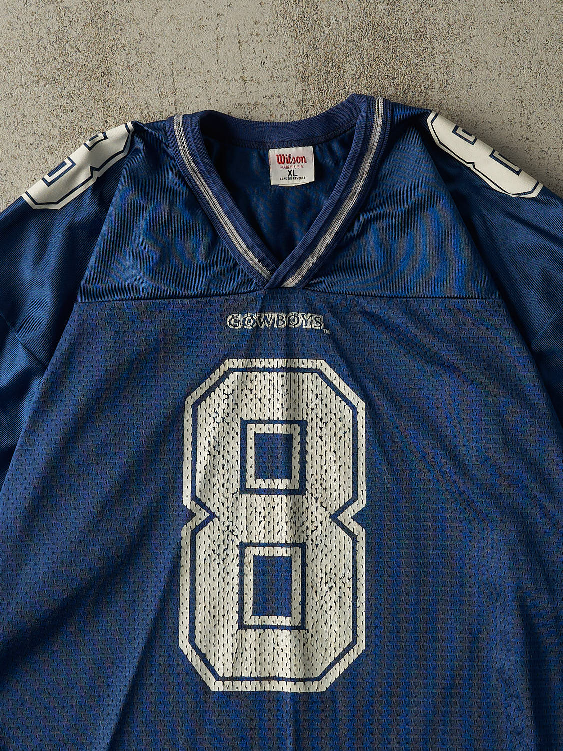 Vintage 90s Navy Blue Dallas Cowboys Troy Aikman #8 Cropped Jersey (L/XL)