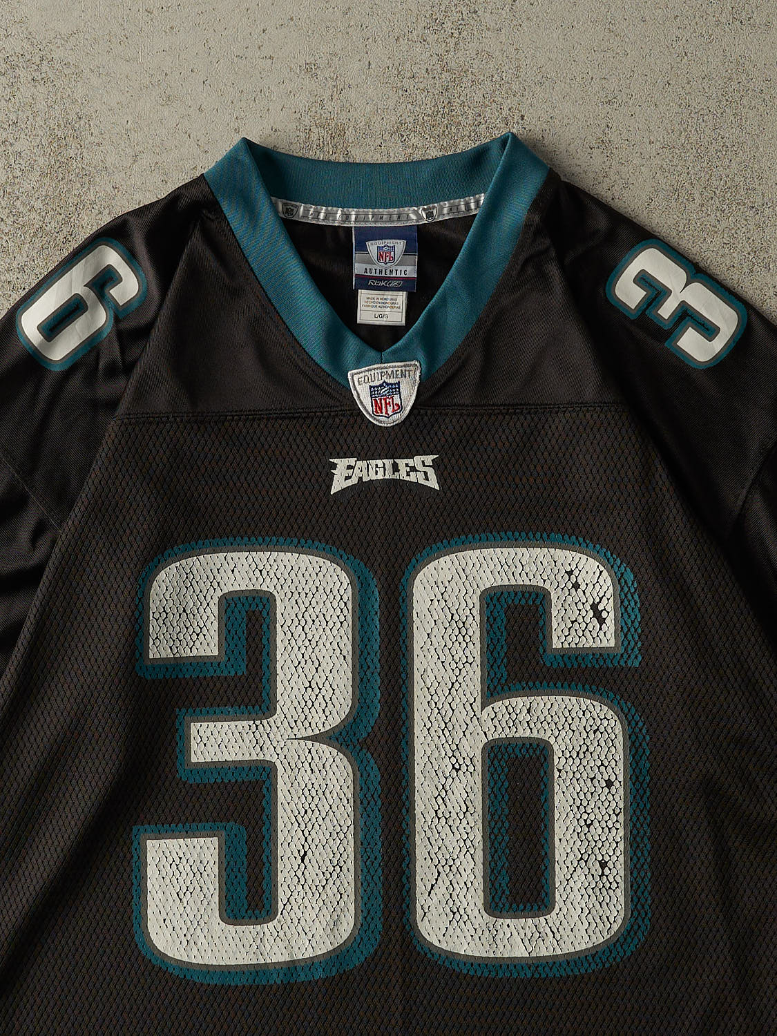 Vintage Y2K Black Philadelphia Eagles #36 Demarco Cropped Jersey (L/XL)