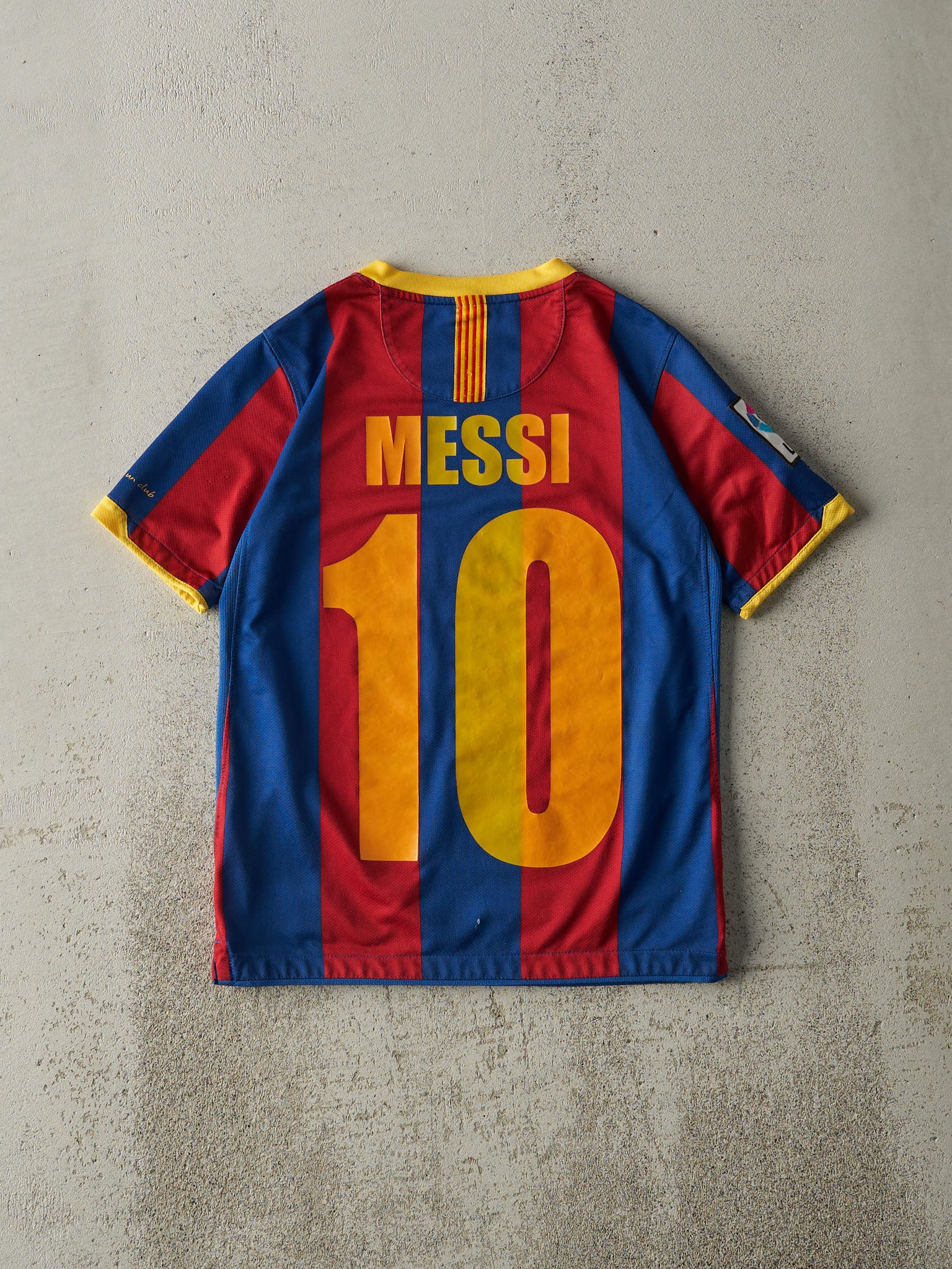 Vintage Y2K Blue & Red Striped Nike Messi Soccer Jersey (XS)