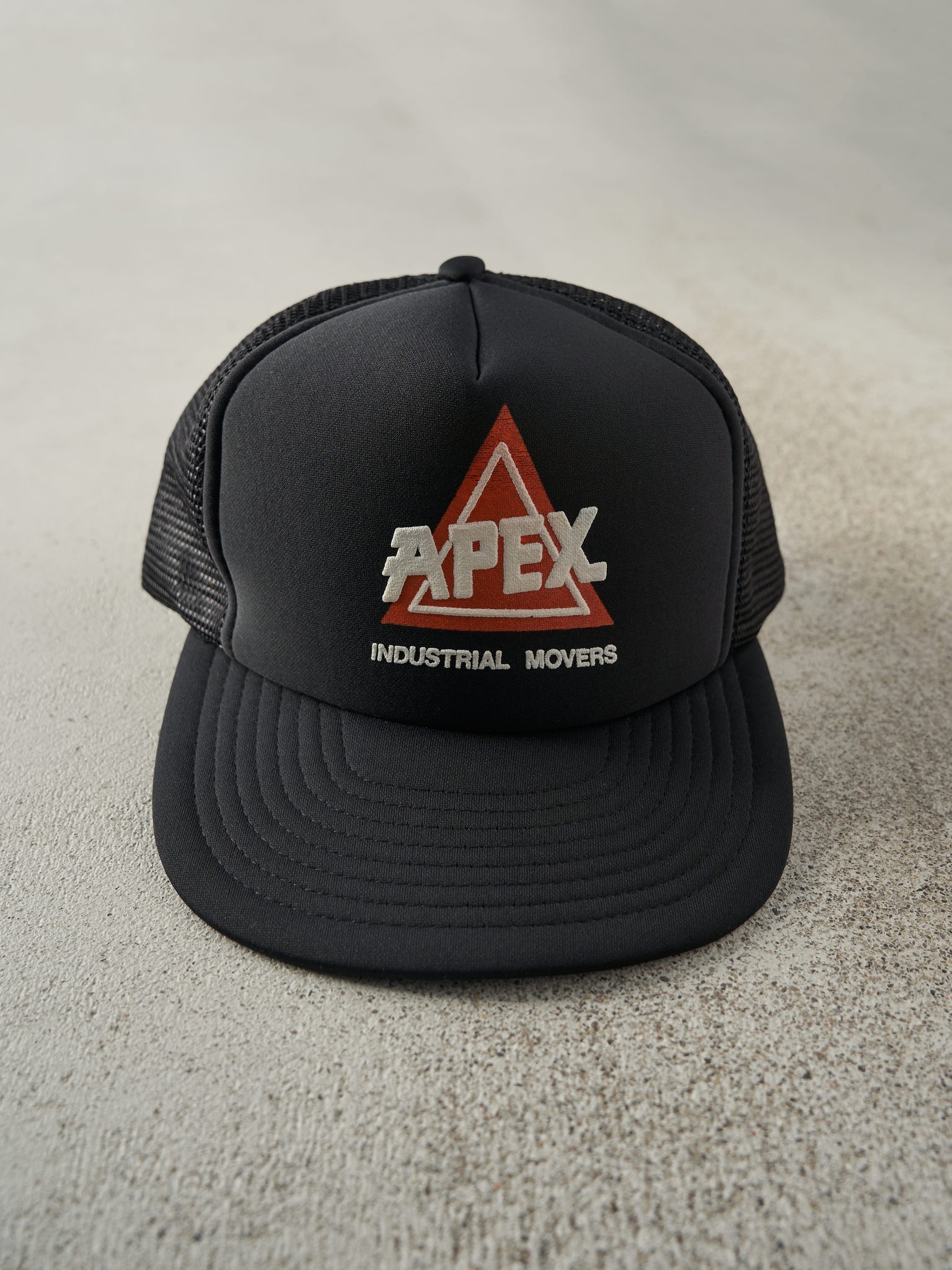 Vintage 90s Black Apex Foam Trucker Hat