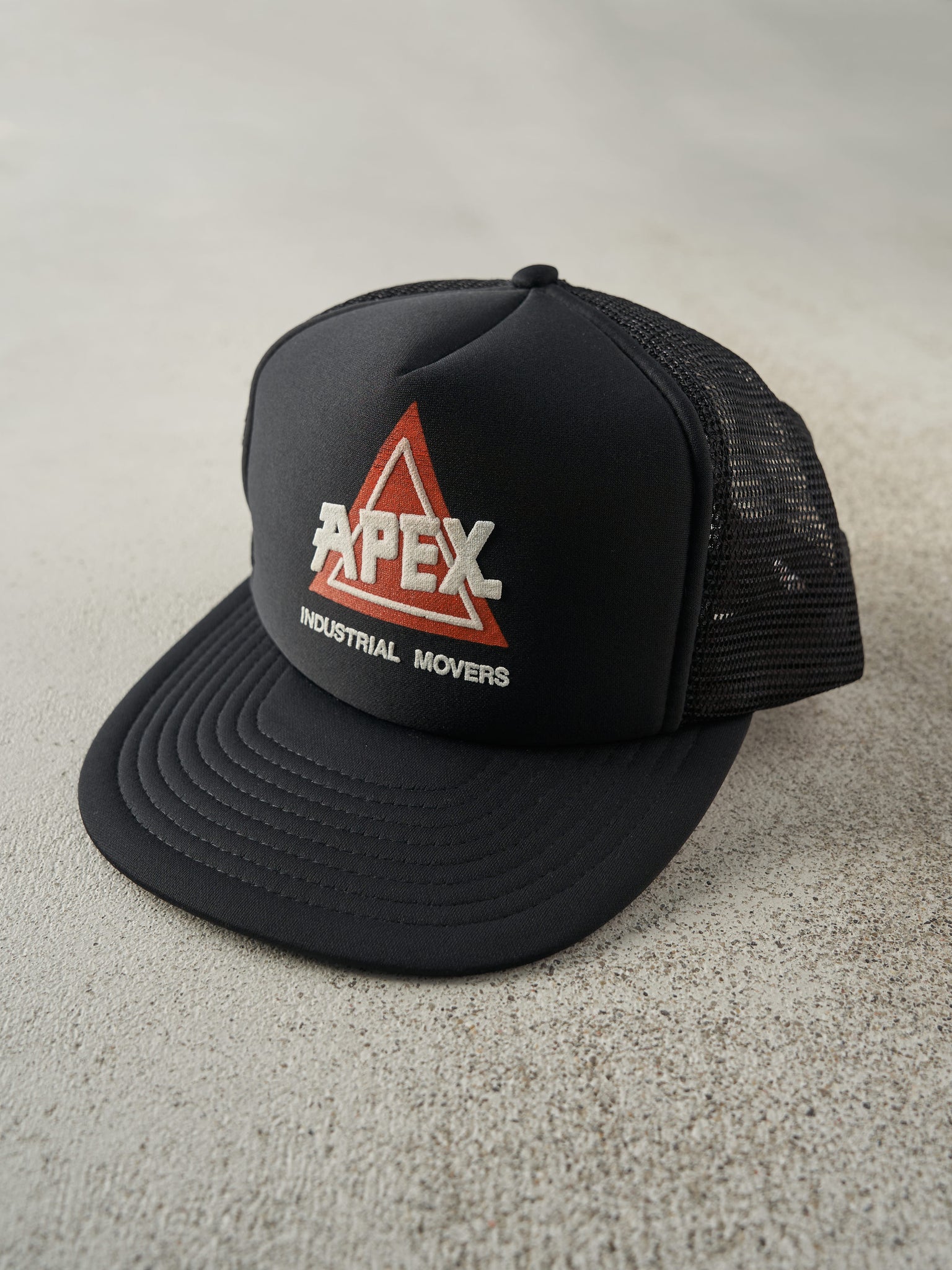 Vintage 90s Black Apex Foam Trucker Hat