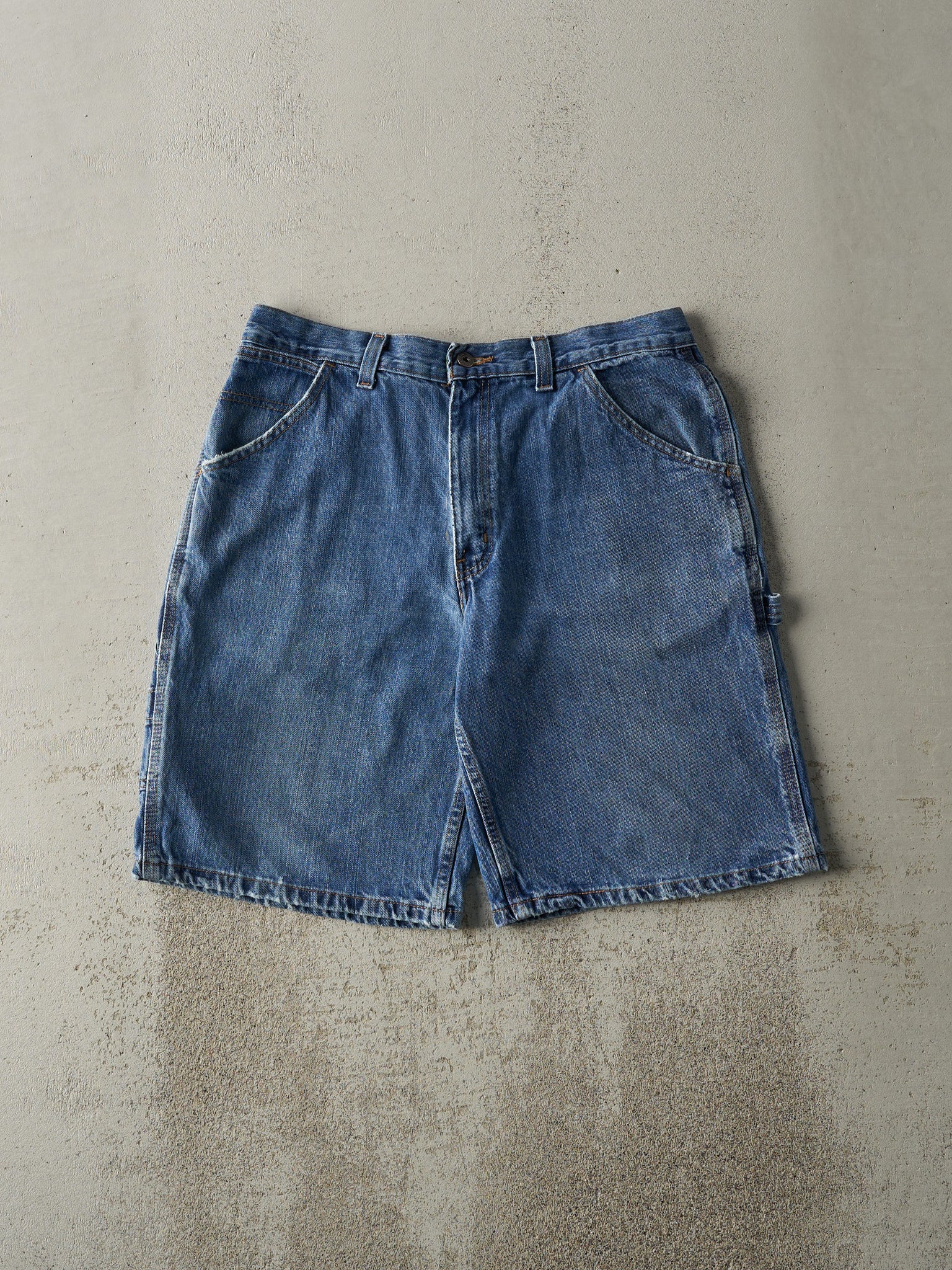 Vintage Y2K Mid Wash Faded Glory Carpenter Jean Shorts (34x10.5)