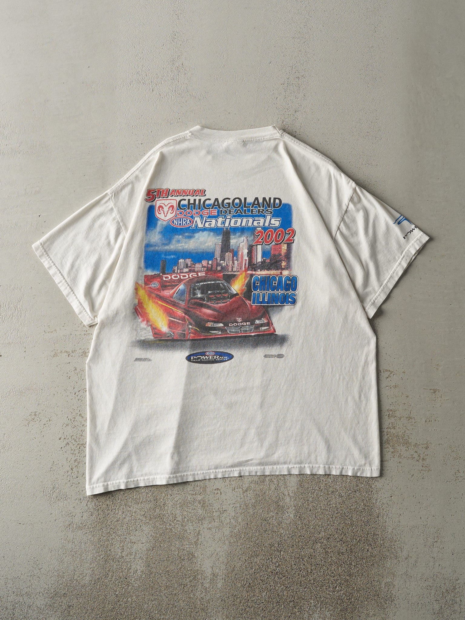 Vintage 02' White Dodge NHRA Nationals Racing Tee (L/XL)