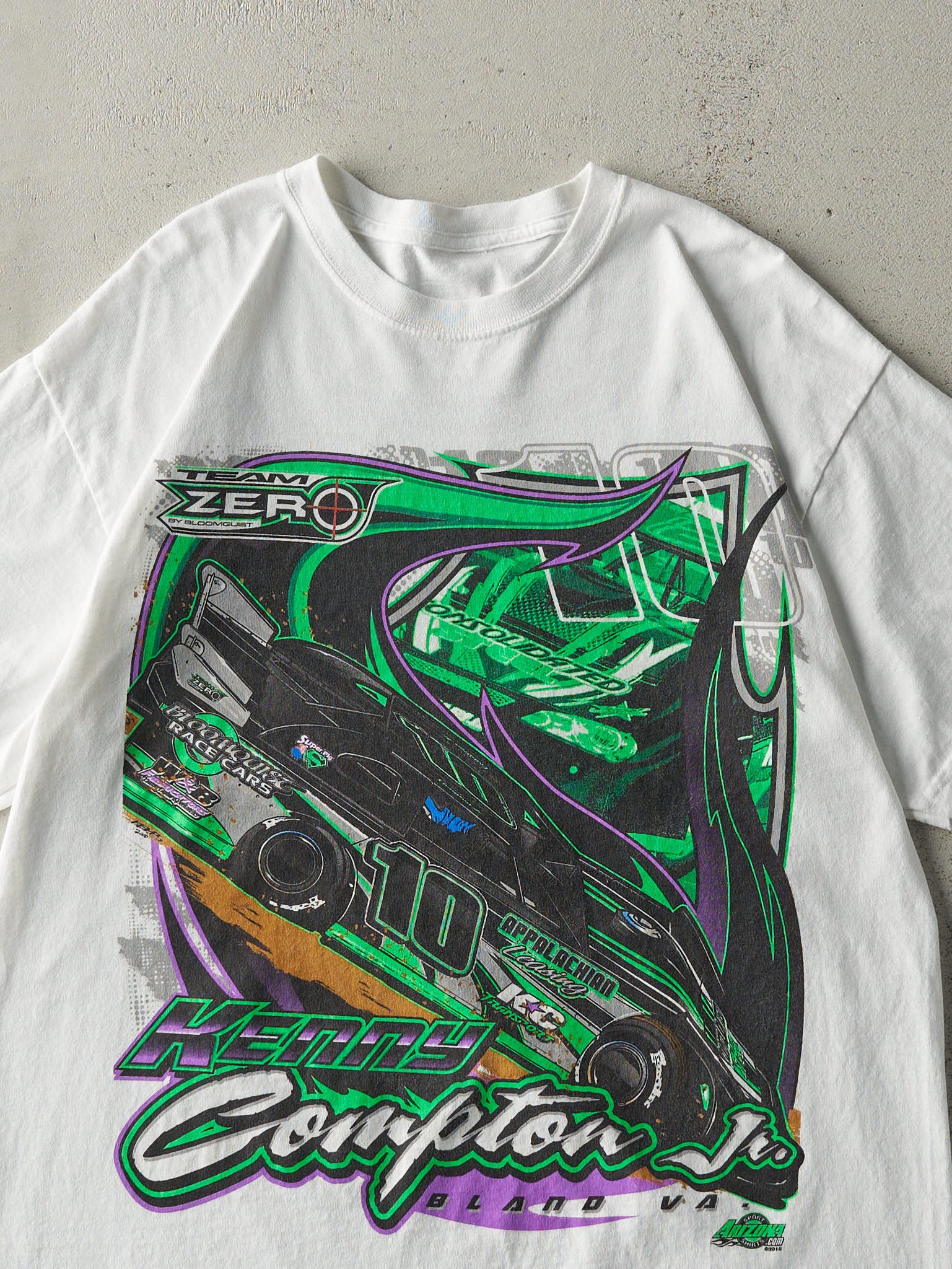 Vintage 10' White Kenny Compton Jr Racing Tee (M)