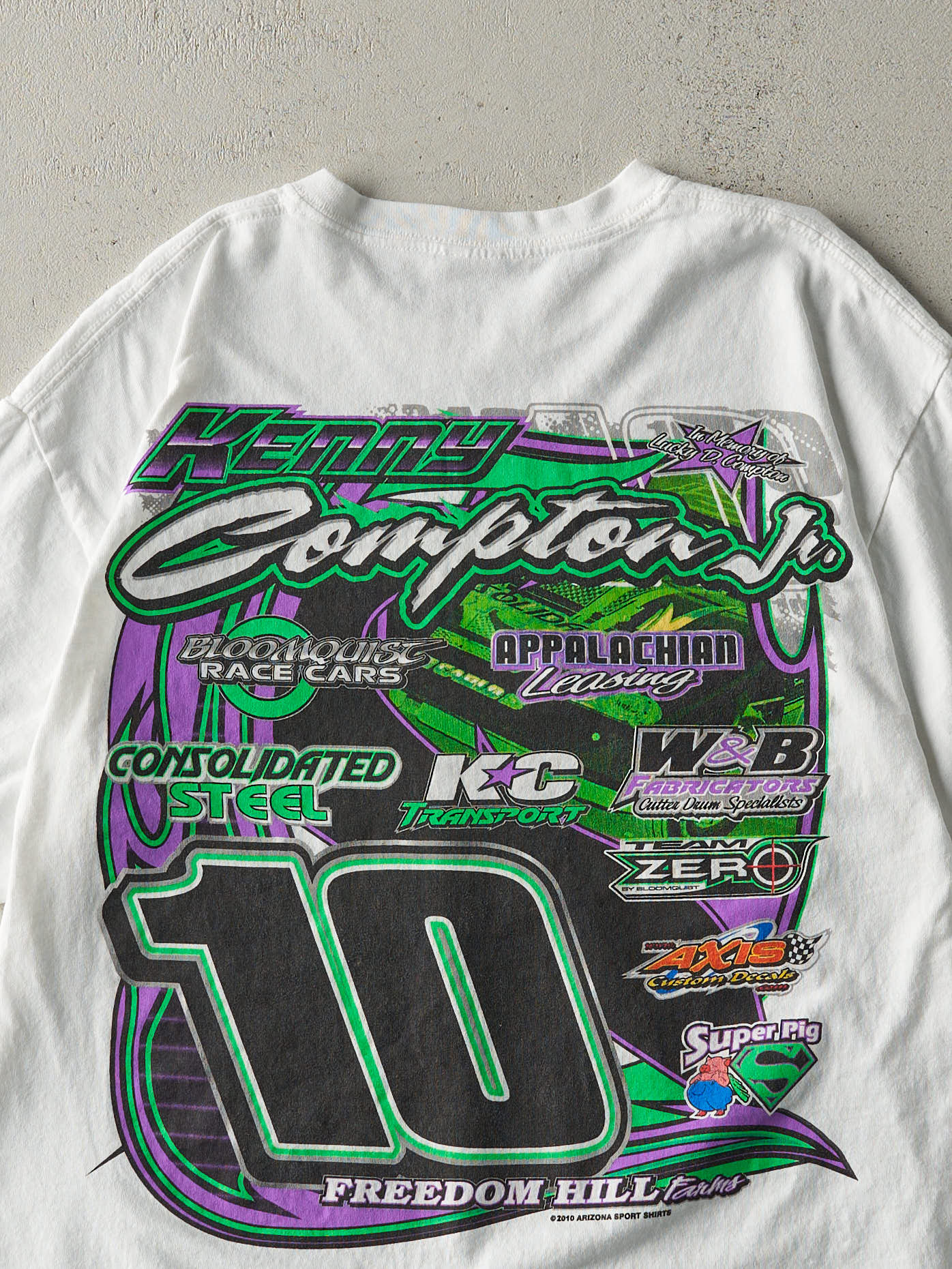 Vintage 10' White Kenny Compton Jr Racing Tee (M)