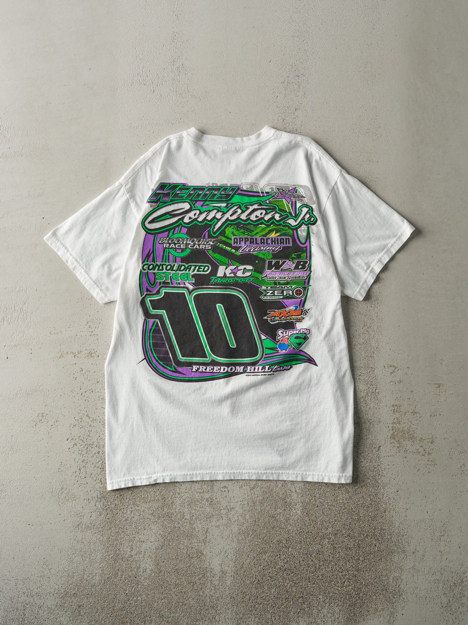 Vintage 10' White Kenny Compton Jr Racing Tee (M)