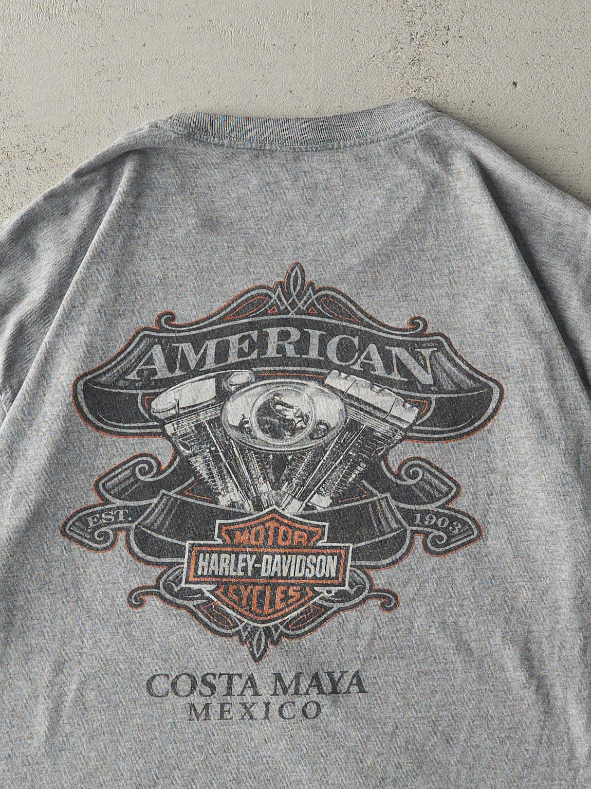 Vintage Y2K Grey Costa Maya Mexico Harley Davidson Tee (L/XL)