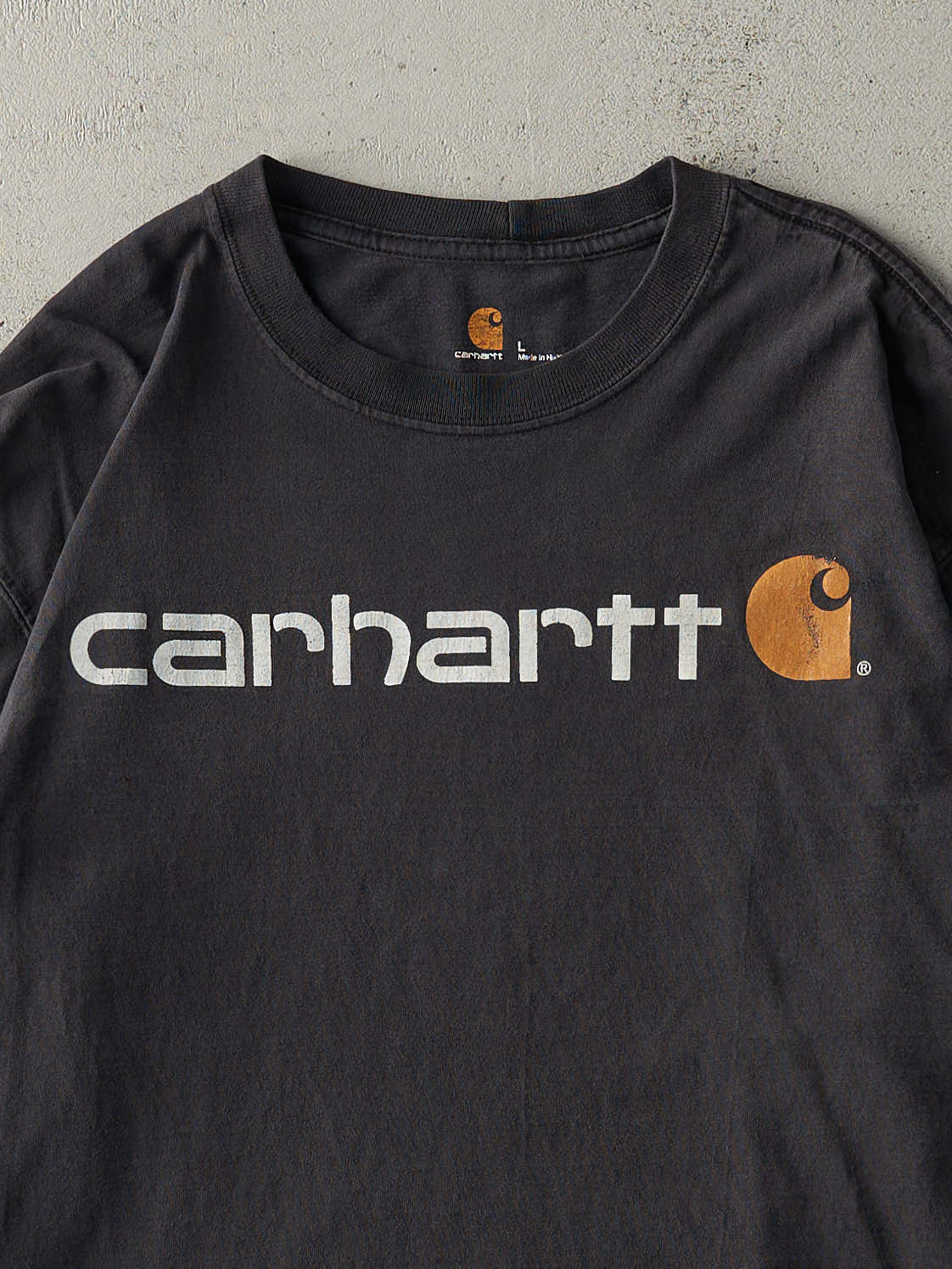 Vintage Y2K Faded Black Carhartt Long Sleeve (L/XL)