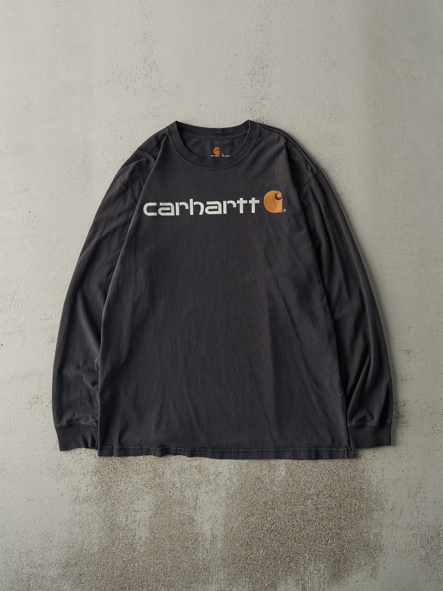 Vintage Y2K Faded Black Carhartt Long Sleeve (L/XL)