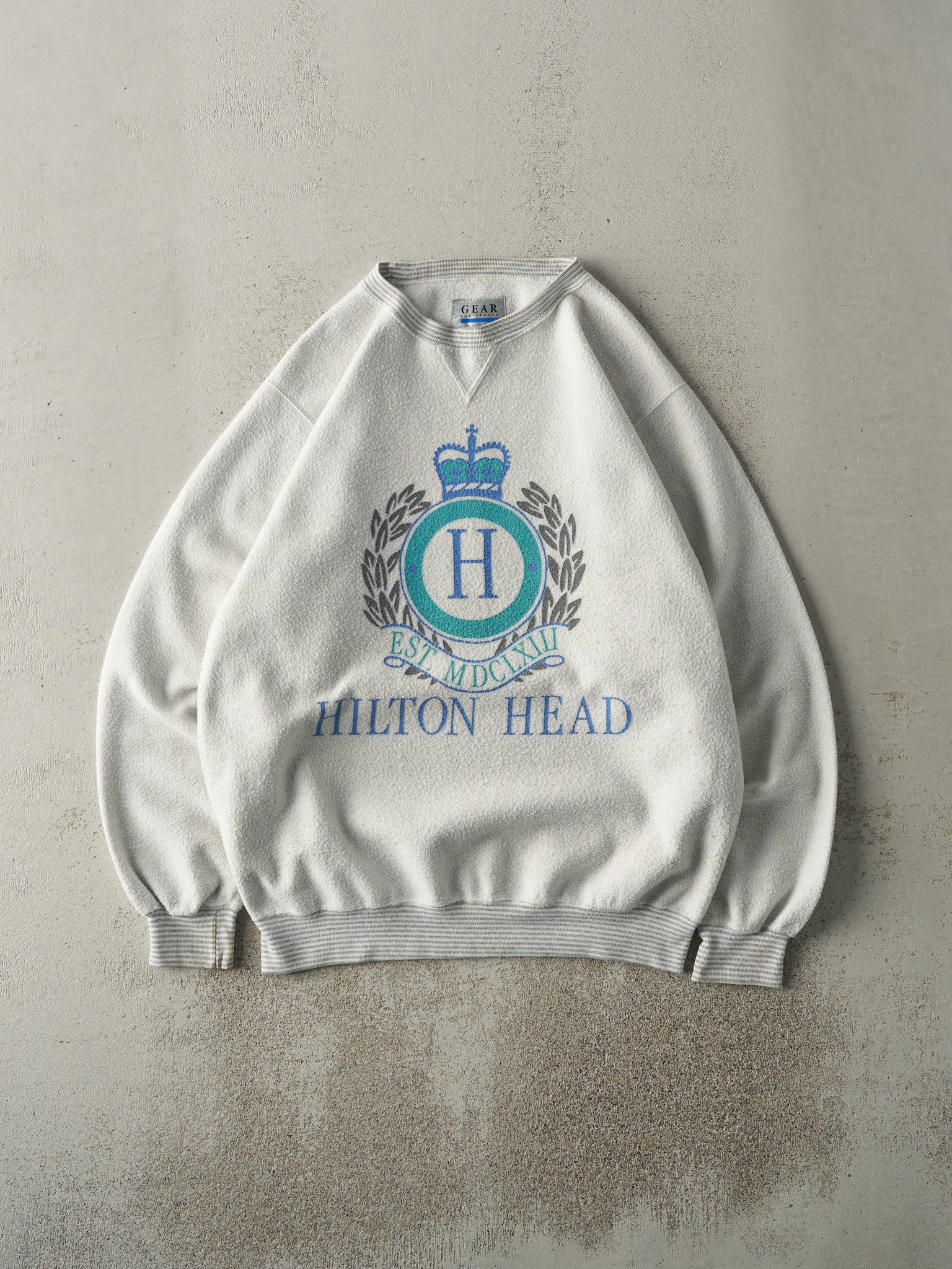 Vintage 90s Heather Grey Hilton Head Inside Out Crewneck (L)