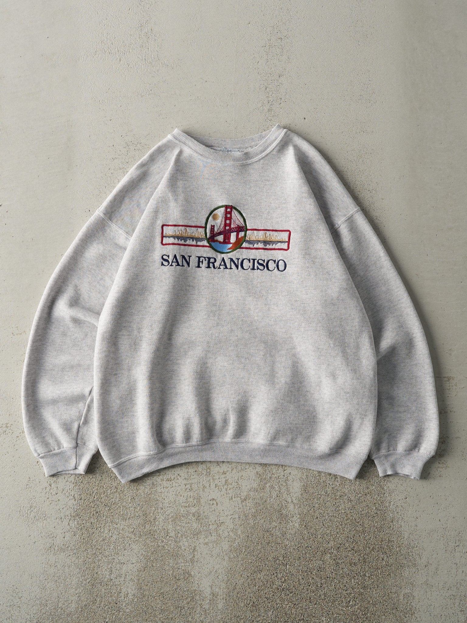Vintage 90s Heather Grey San Francisco Embroidered Crewneck (M)