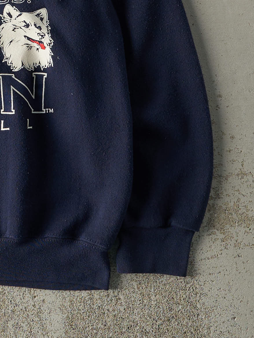 Vintage 90s Navy Blue UConn Huskeys Basketball Crewneck (L)