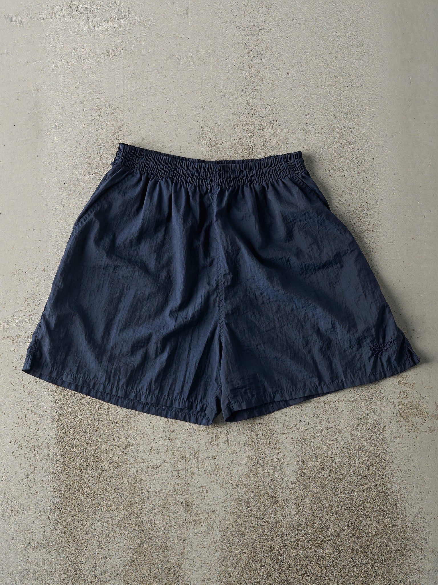 Vintage 90s Navy Blue Reebok Embroidered Logo Track Shorts (27x4.5)